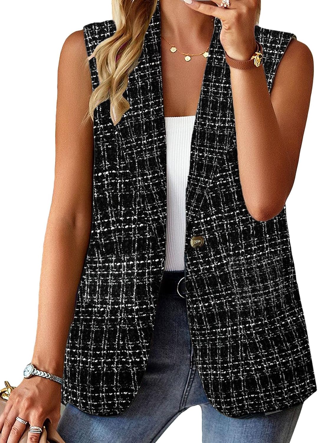 Thumbnail 6 de Mina self 2026 Summer Women’s Sleeveless Vest Top Blazer Vest with Pockets (Lightweight, Fully Lined)