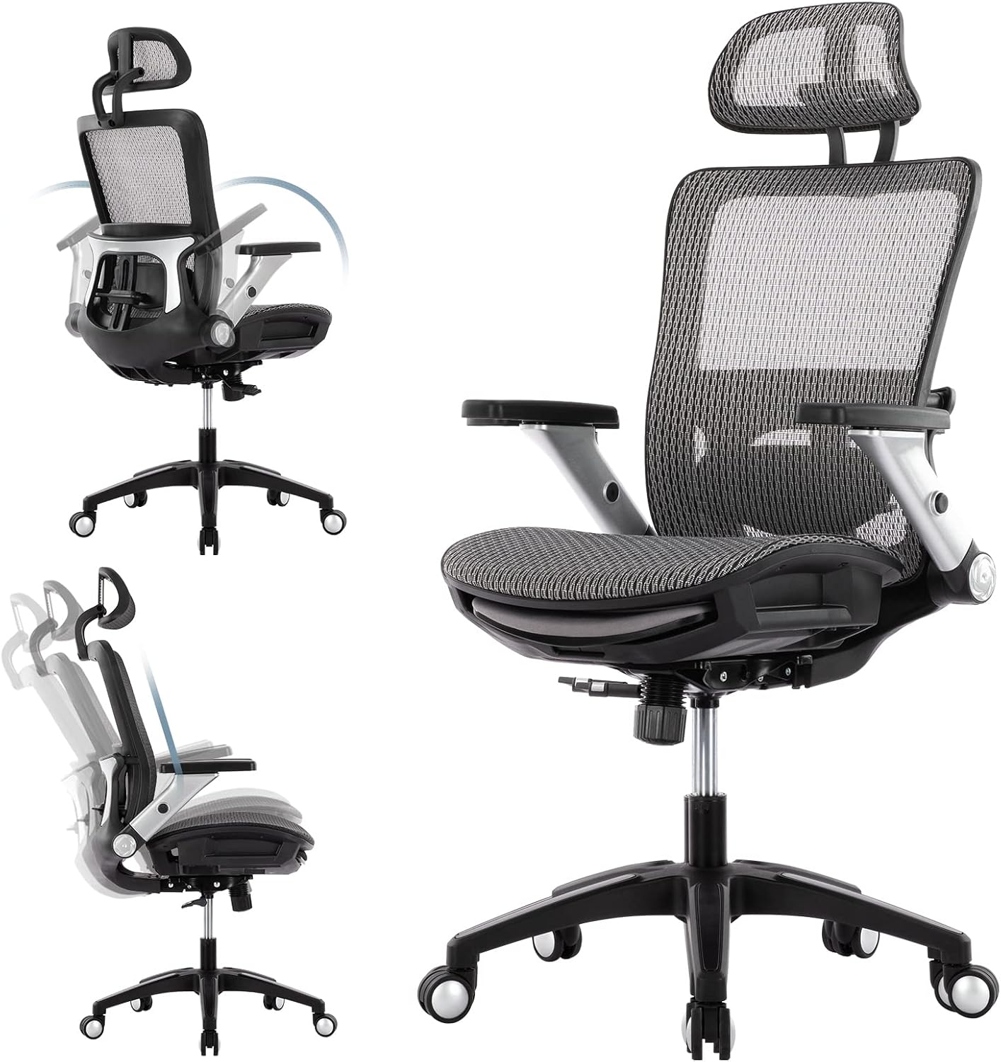 Detalle de COLAMY 2577F Ergonomic Mesh Office Chair with Footrest and Adjustable Lumbar Support