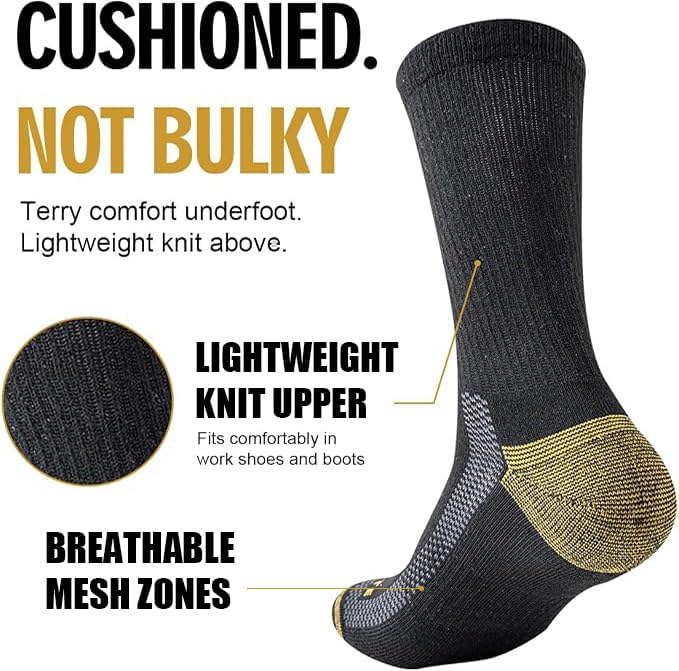 Detalle de JOYNÉE Mens Athletic Crew Socks (5/10 Pairs) Lightweight Cushioned Breathable Work & Running Socks