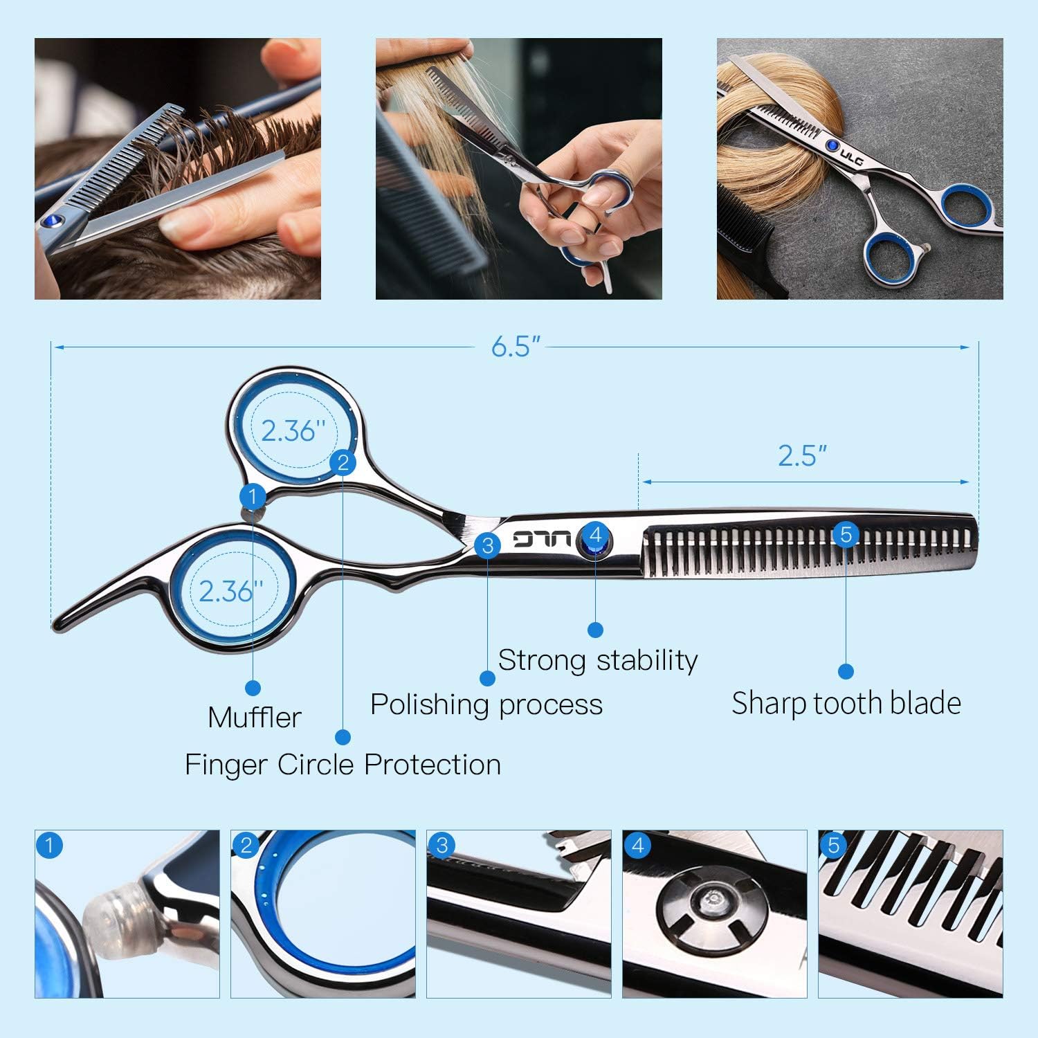 Detalle 2 de ULG 6.5in Hair Thinning Scissors 30‑Tooth