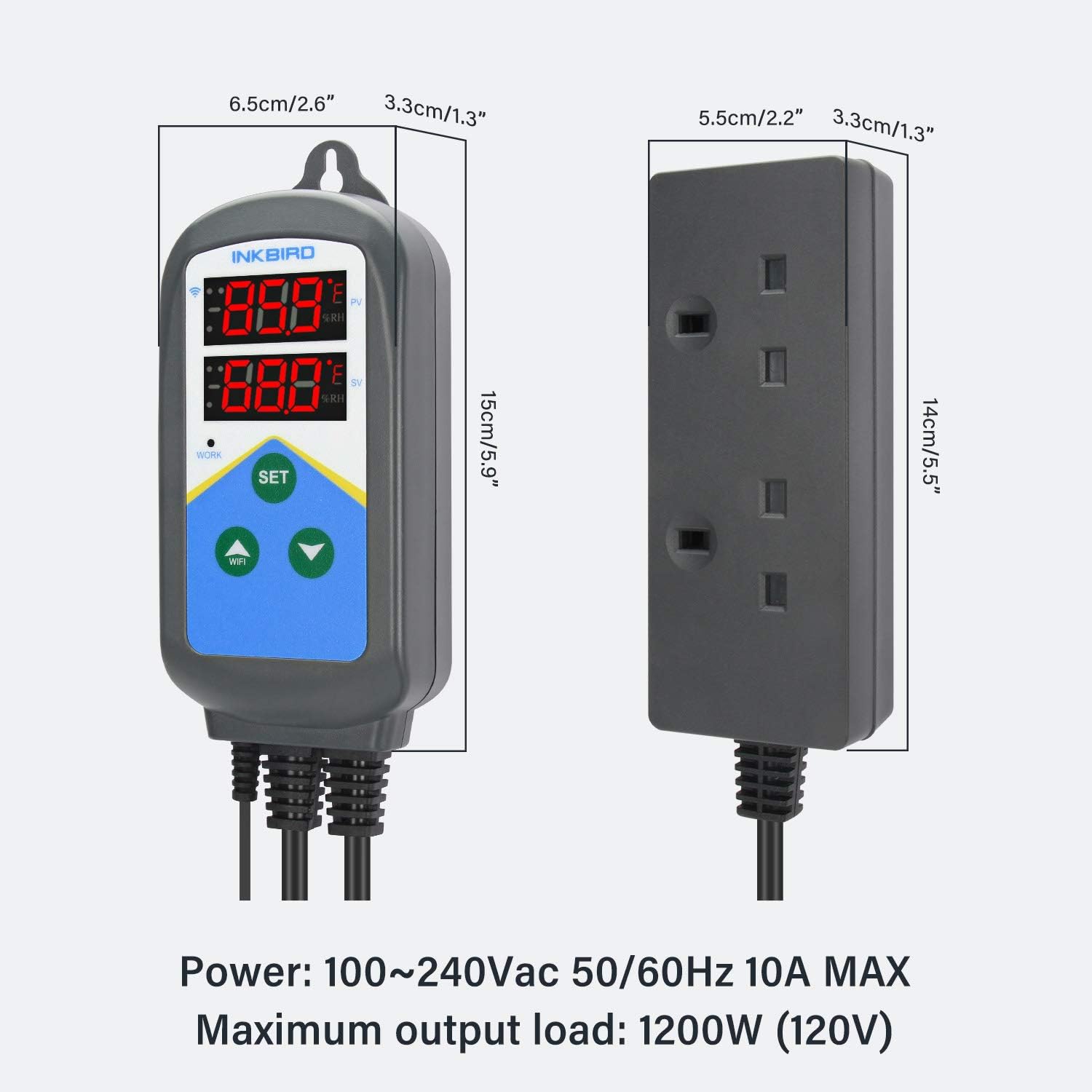 Detalle de Inkbird Digital WiFi Aquarium Thermostat ITC-306T-WiFi: Dual Temp Control with Wireless Alarm