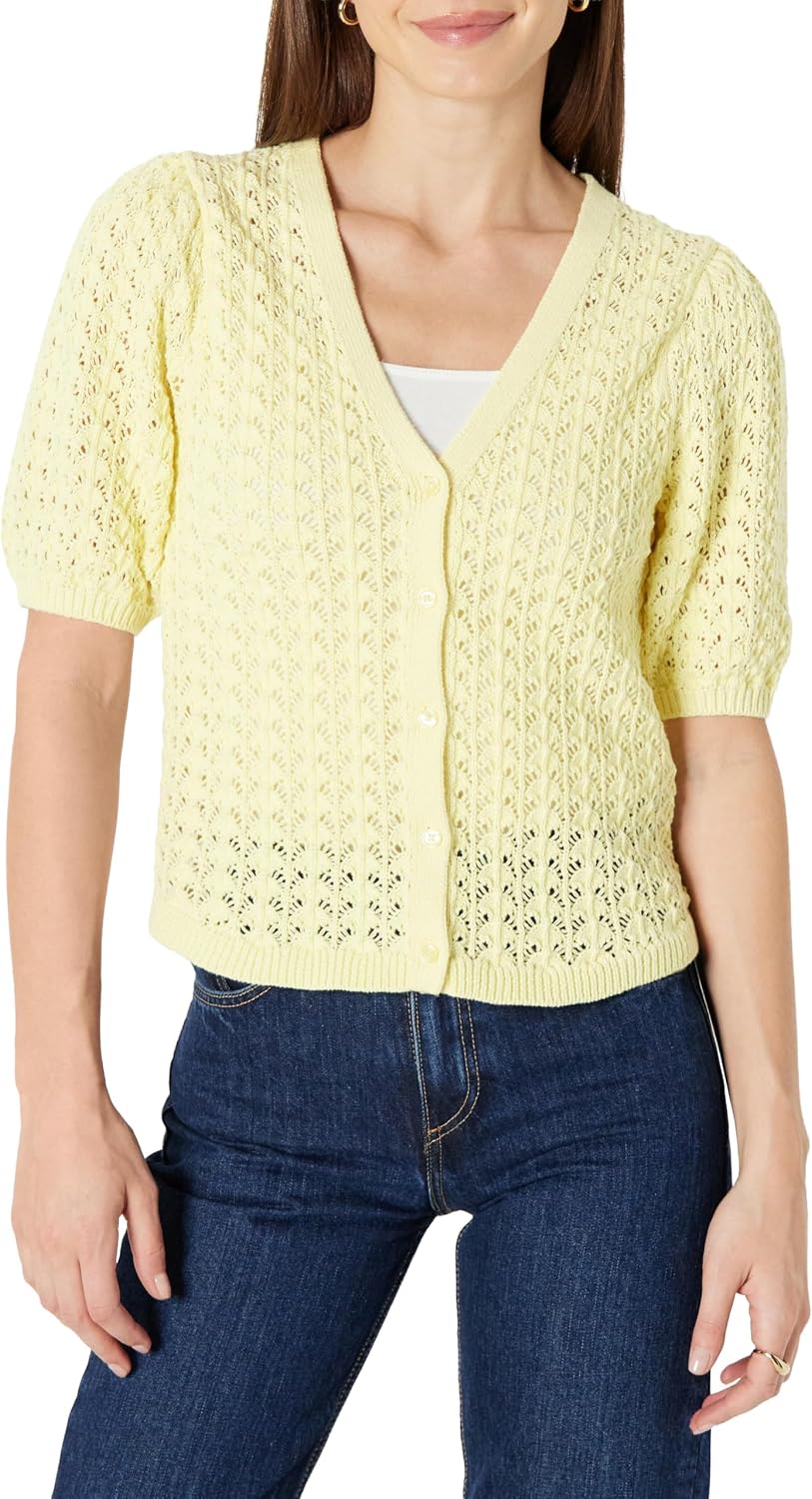 Thumbnail 6 de Amazon Essentials Damen Kurzärmeliger Häkel-Cardigan aus Baumwolle – leichtes, atmungsaktives Sommertop mit V-Ausschnitt