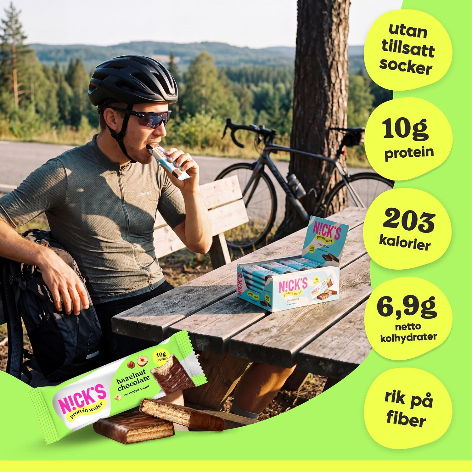 Detalle 2 de N!CK'S Protein Wafer Bar med hasselnöt, 25 % protein, glutenfri, 24 × 40 g