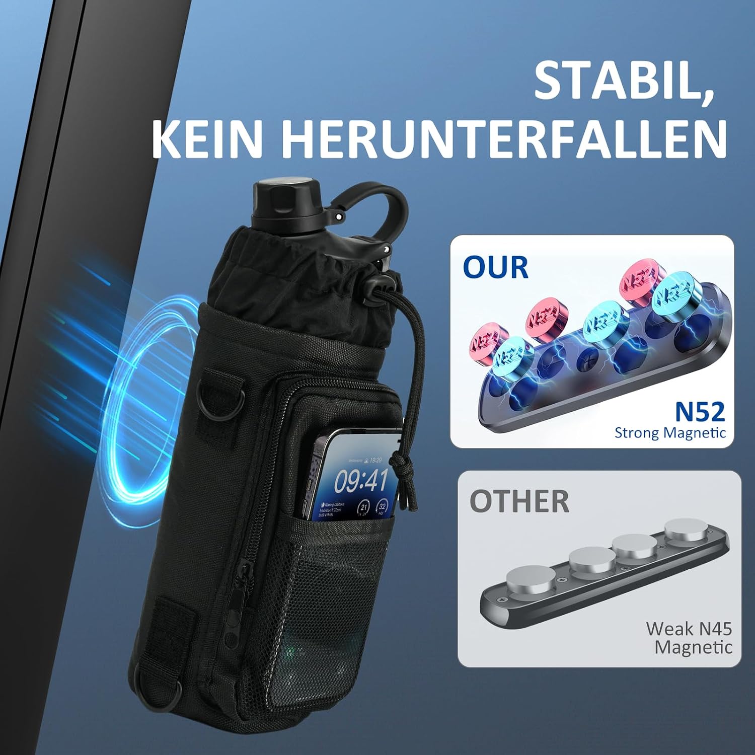 Thumbnail 5 de Magnetic Gym Bag Water Bottle Holder with Multi-Pocket Storage