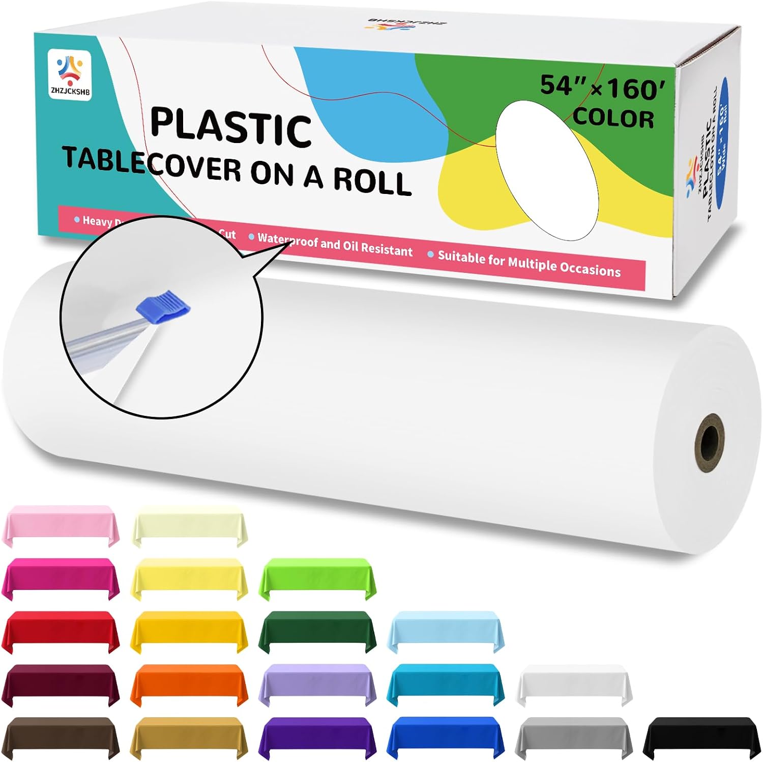 Detalle de ZHZJCKSHB 54in x 160ft plastic table cover roll ๐งป