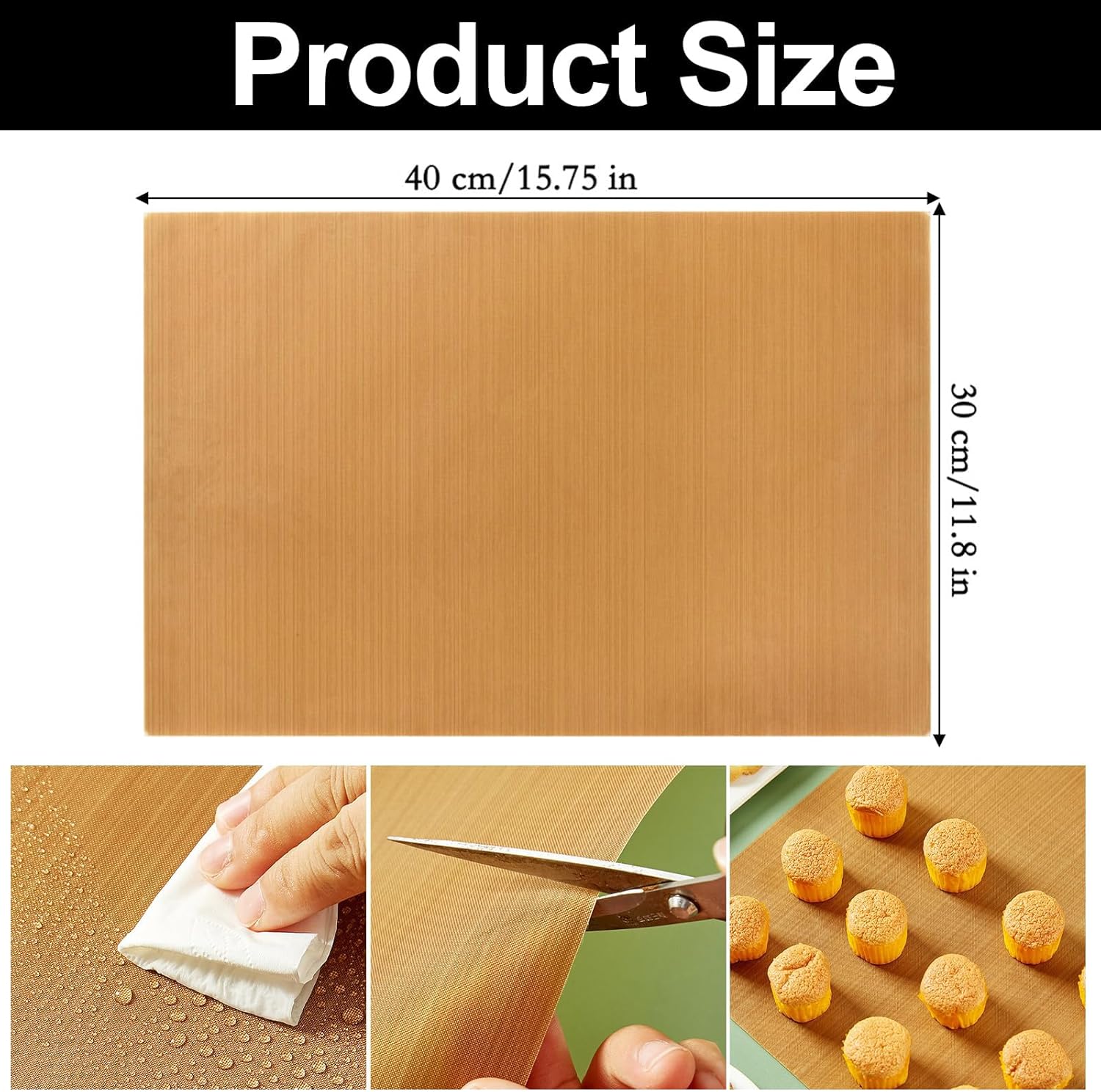 Thumbnail 6 de Yuannee Dauerbackfolie Kastenform 30 × 40 cm – 4‑er Set, wiederverwendbar, beidseitig nutzbar
