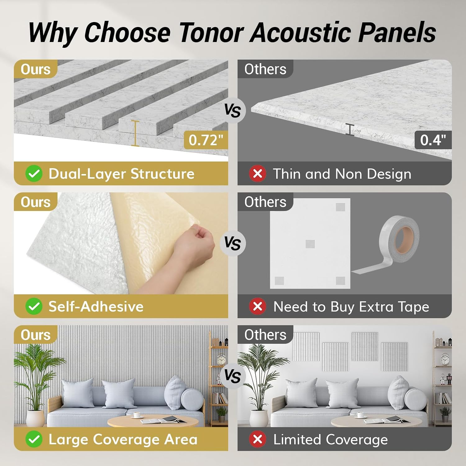 Detalle de TONOR 24014 Acoustic Panels, 4-Colour Polyester Sample Set