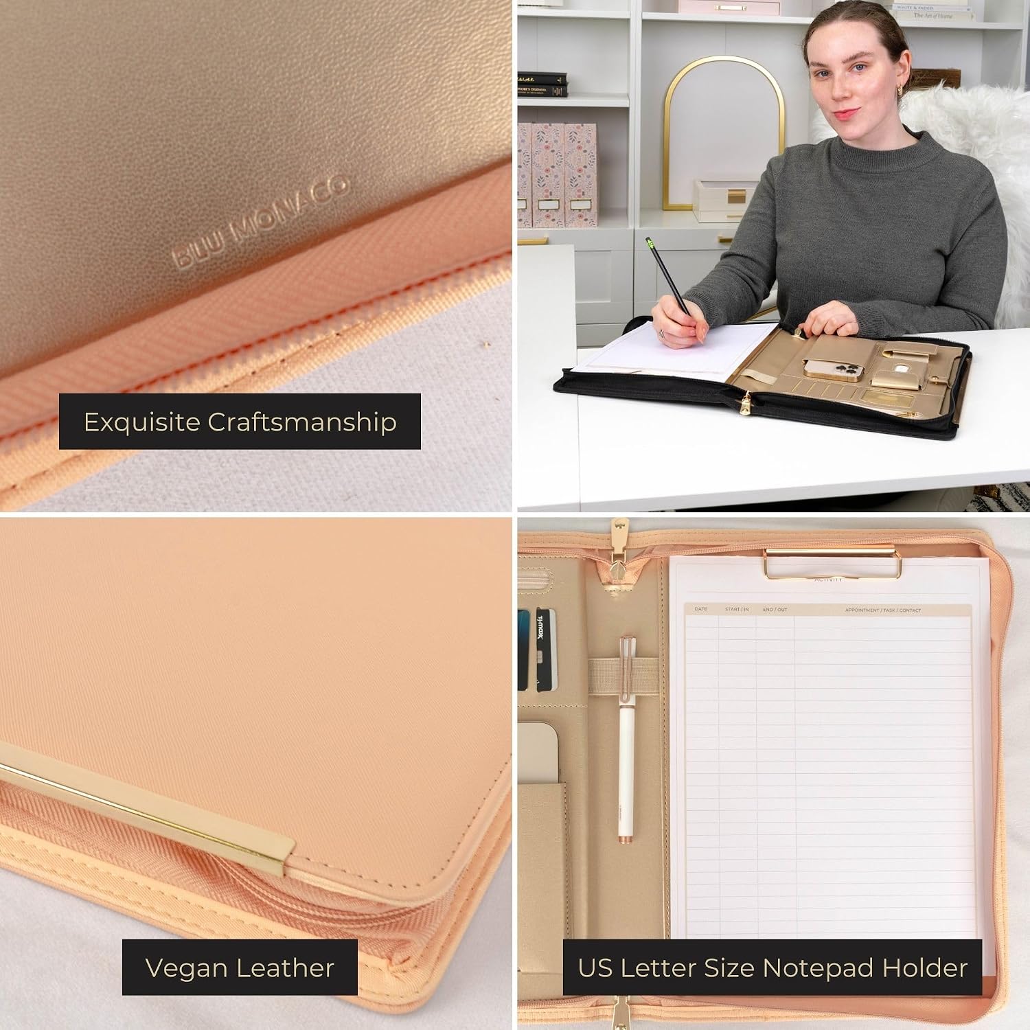 Thumbnail 4 de BLU MONACO Peach Beige Vegan Leather Portfolio Binder