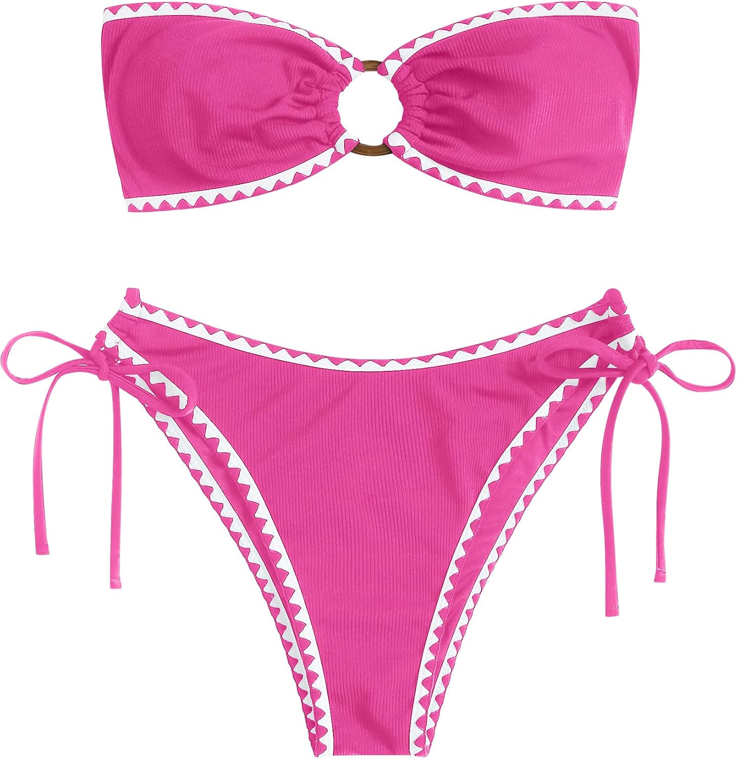 Thumbnail 6 de ZAFUL Women’s Bandeau Bikini with O-Ring Strapless Tie Back & High-Cut Bottom