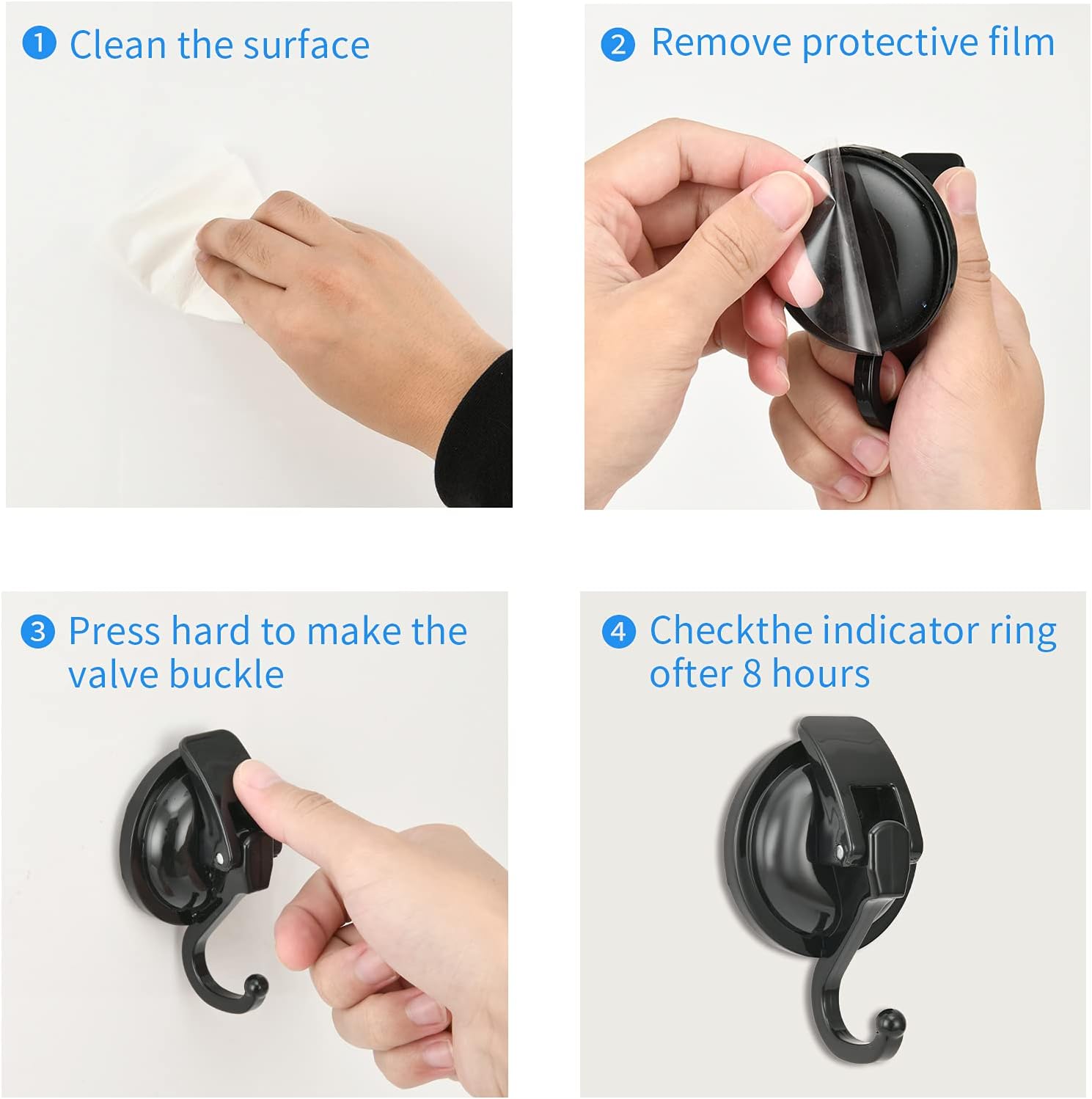 Thumbnail 2 de Khdrvok Khdrvok001 Vacuum Suction Hooks, 2-Pack, Black ABS and TPU
