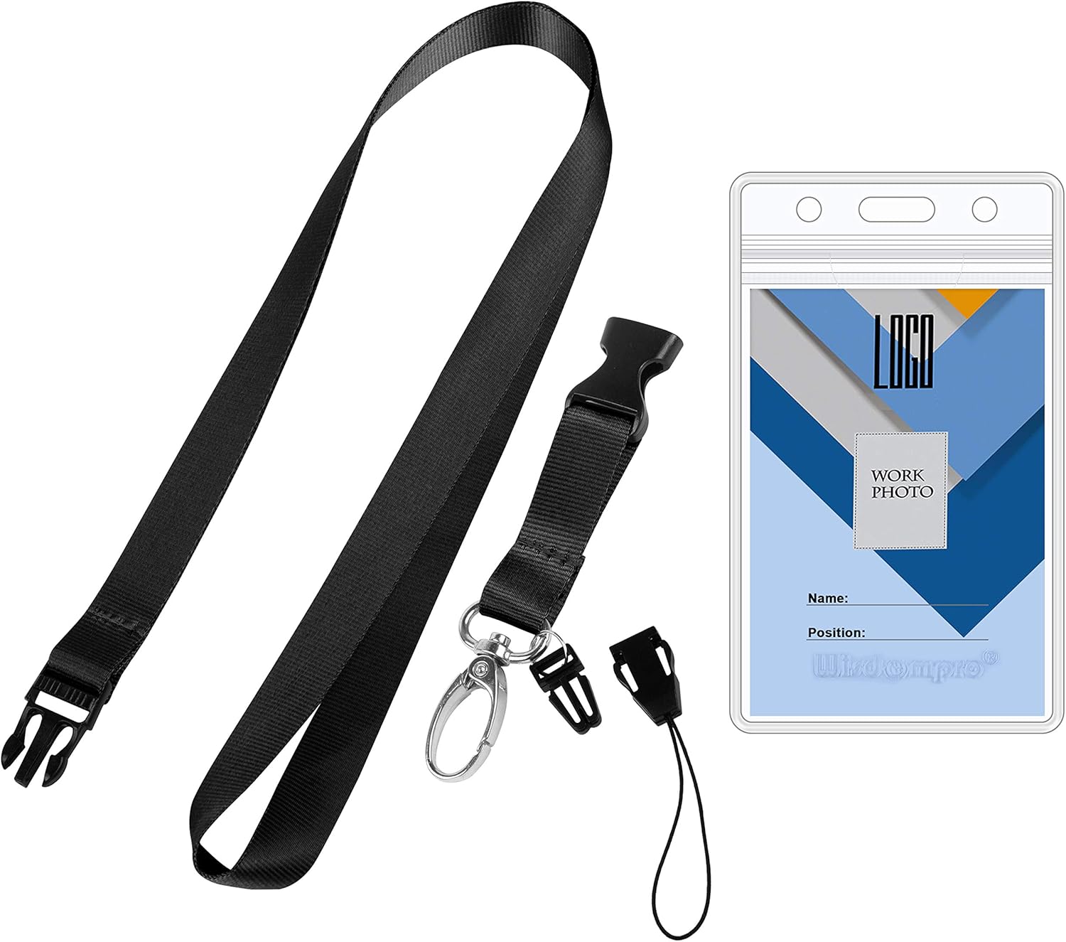 Thumbnail 6 de Wisdompro 2 Sets Cruise Lanyard with Card Holder – Detachable Neck Strap, Black/Blue
