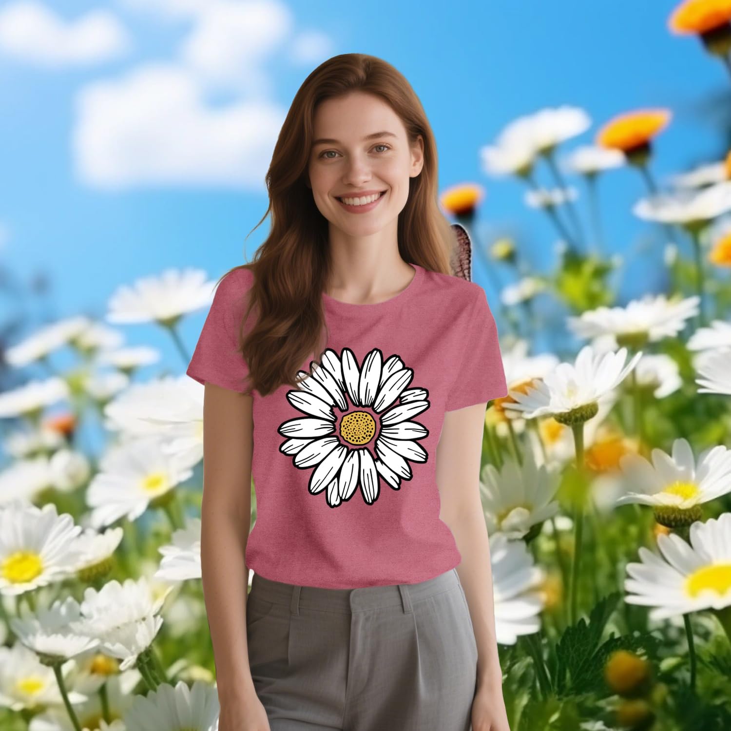 Thumbnail 1 de Qskall Daisy T Shirts for Women – Marguerite Daisy Floral Wildflower Tee Tops