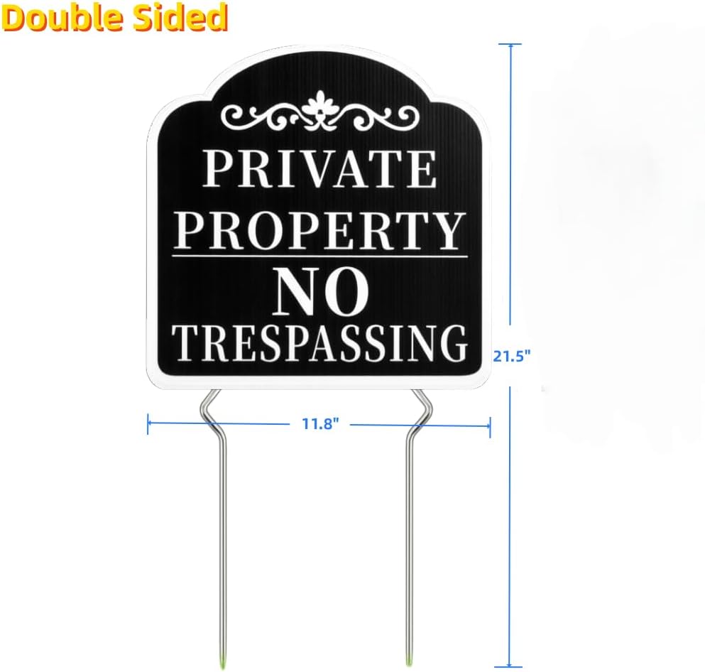 Thumbnail 6 de Kichwit Private Property Signs, Double-Sided Plastic Yard Signs with Metal Stakes, 2-Pack
