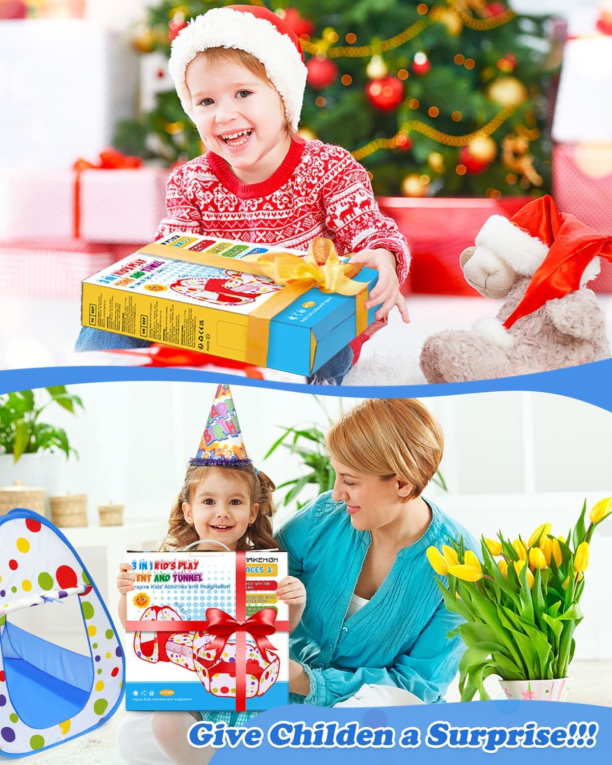 Detalle 2 de MAIKEHIGH Kids Play Tent and Tunnel, 3 in 1 Pop Up Play Set with Ball Pit – Indoor & Outdoor Garden Toy