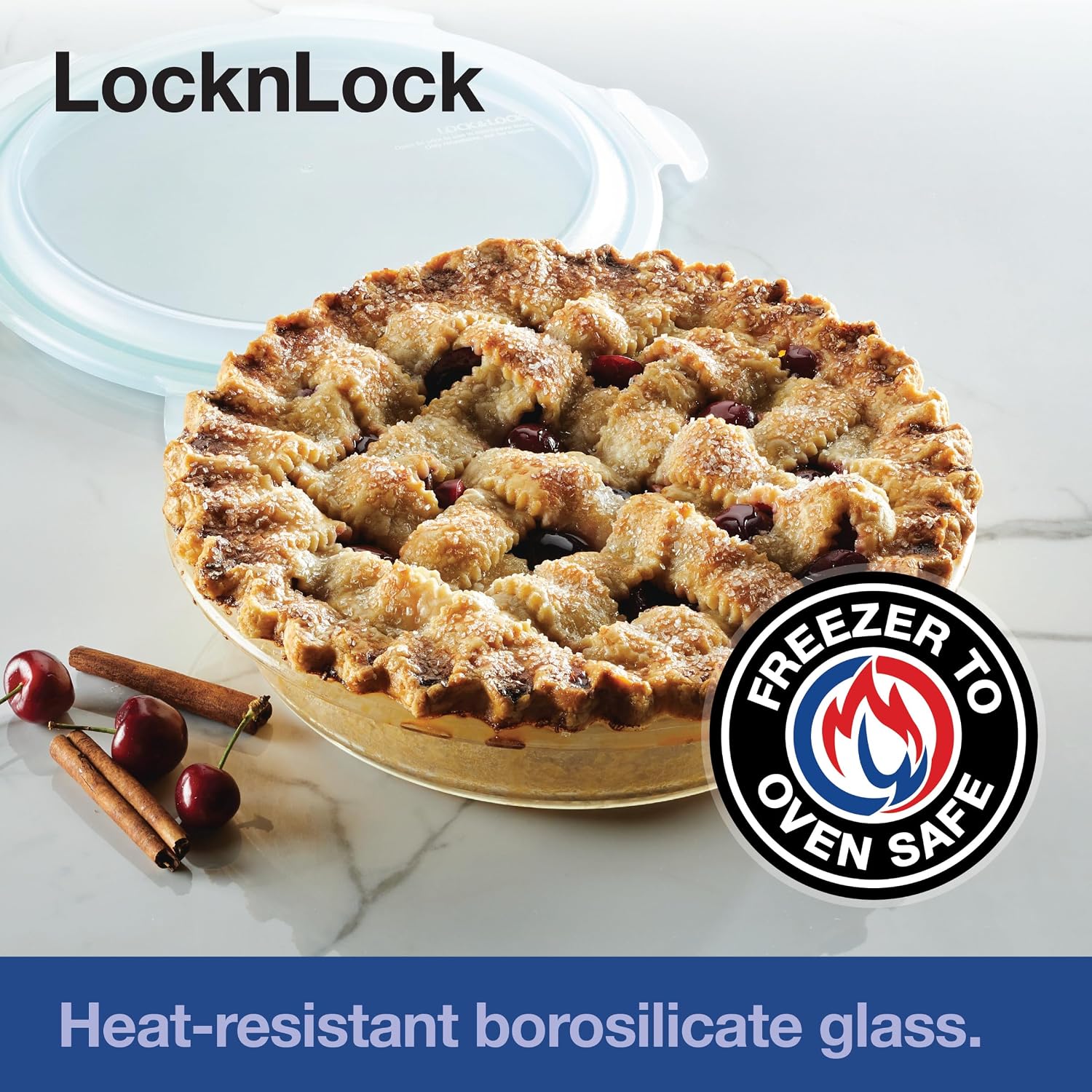 Detalle de Lock & Lock Glass Pie Dish, 9.5-Inch