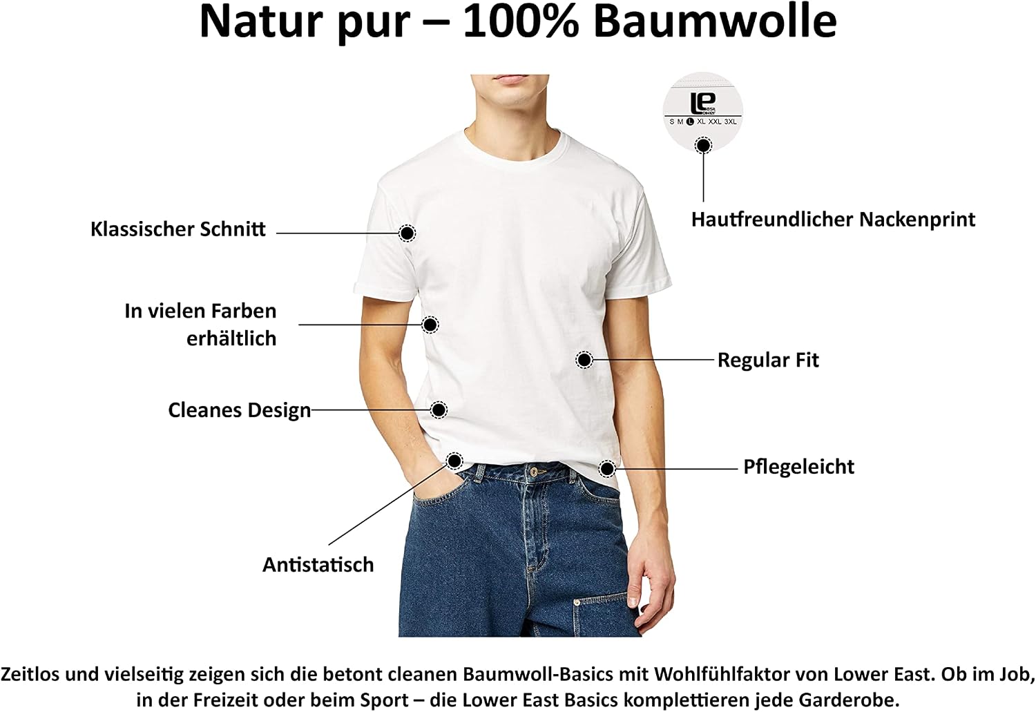 Thumbnail 6 de Lower East Basic Rundhals T-Shirts 3er Pack