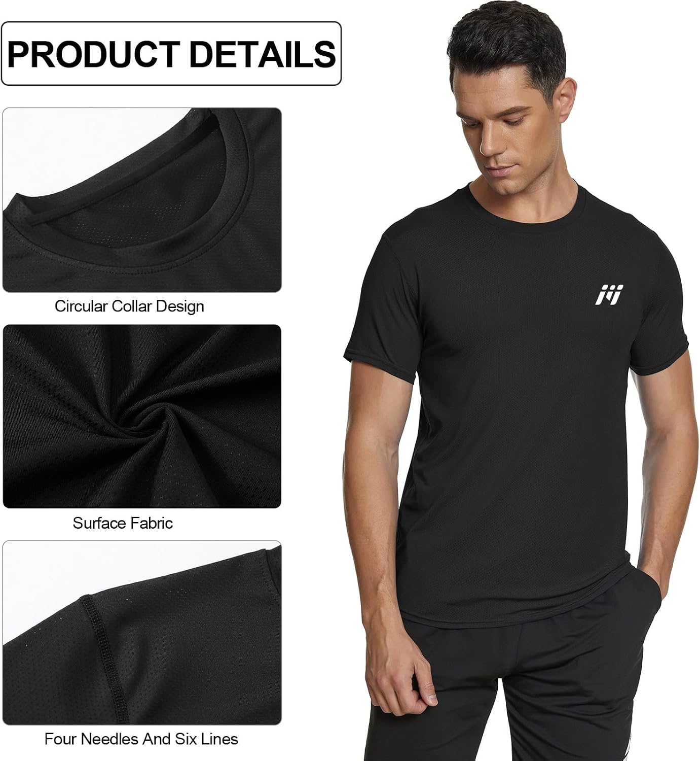 Detalle de MEETWEE Sportshirt Herren – Kurzarm Mesh Funktionsshirt
