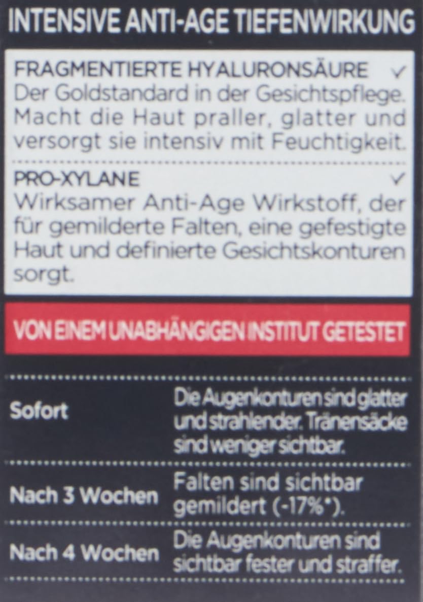 Detalle de L’Oréal Paris Revitalift Laser X3 Augenpflege mit 3-fach Wirkung – Anti-Aging Augencreme (Hyaluronsäure, 3% Pro-Xylan), 15 ml (Packung mit 2)