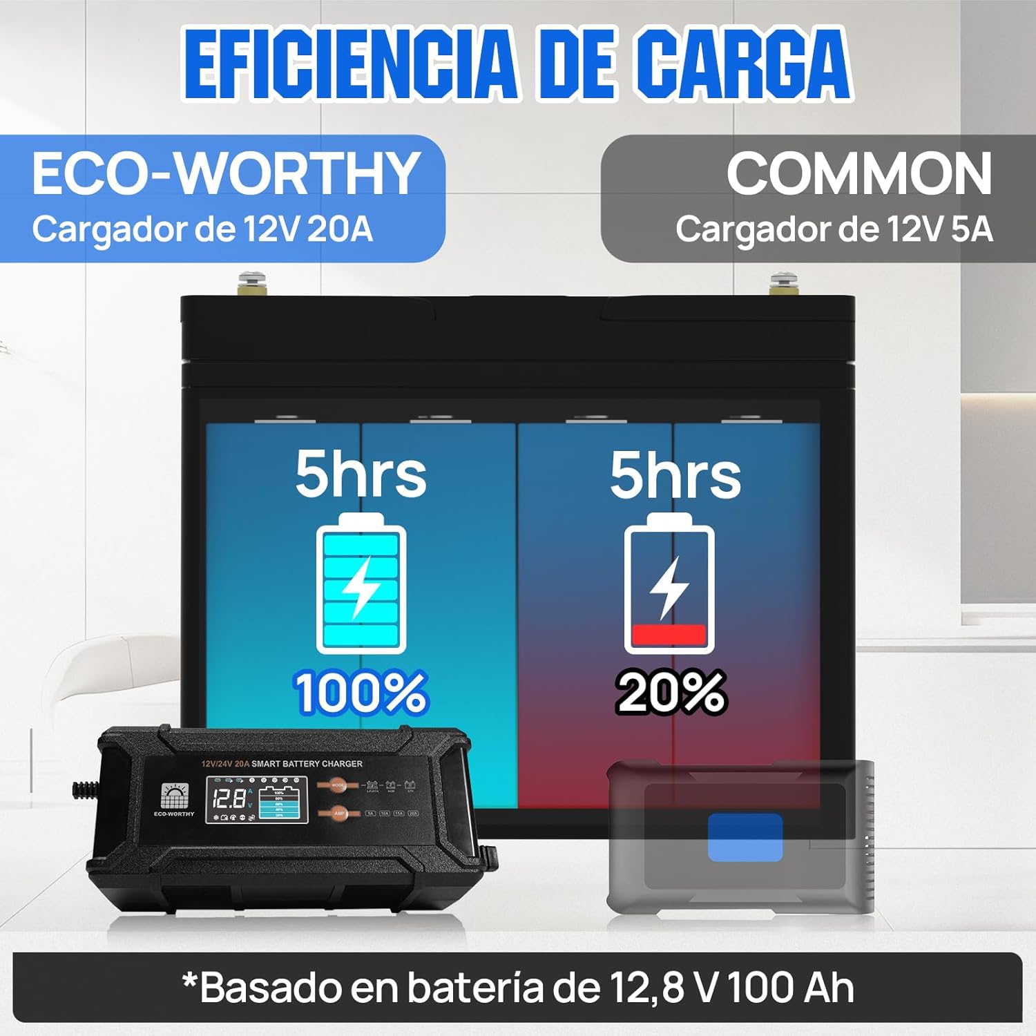 Thumbnail 5 de ECO-WORTHY Cargador LiFePO4 12V/24V 20A