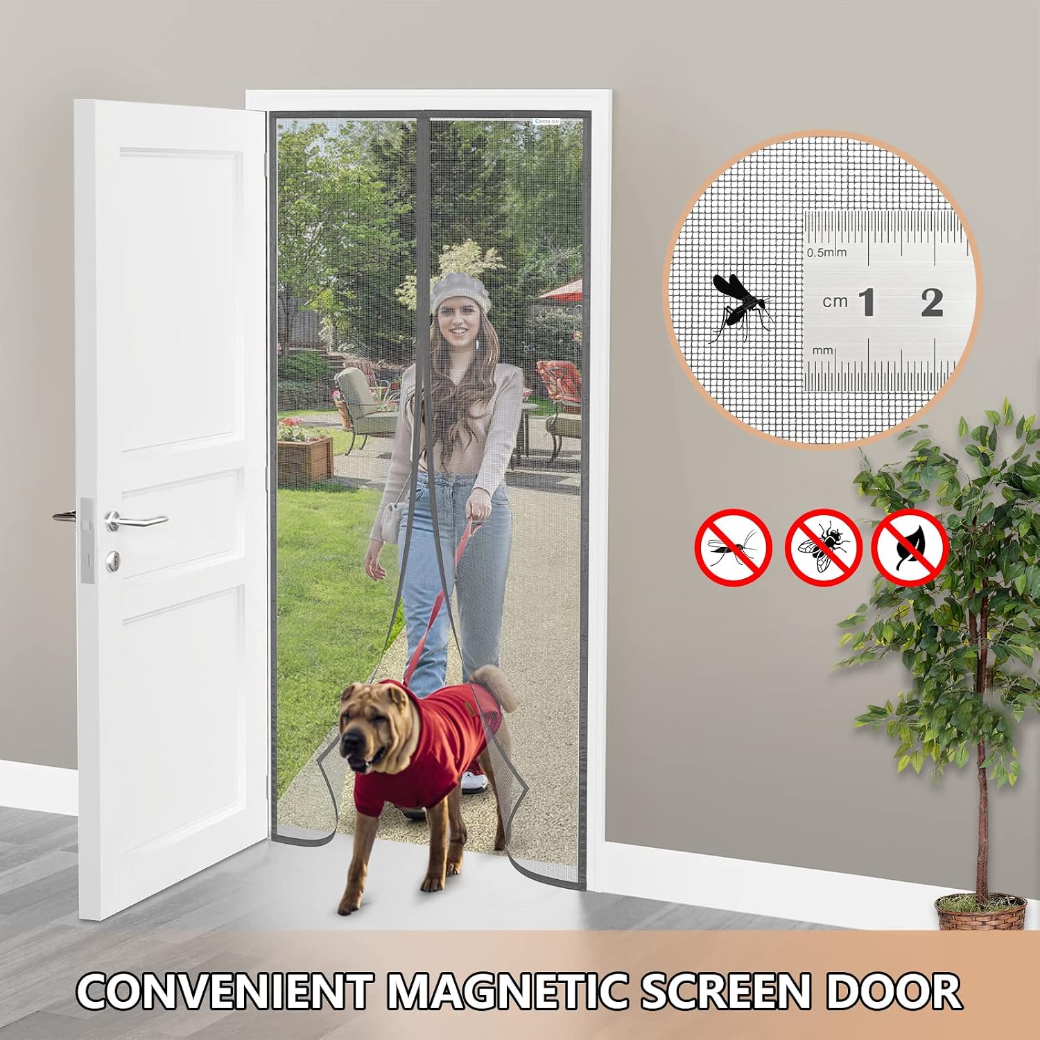 Thumbnail 1 de Magnet-Fliegengitter Tür Balkontür 115x230 cm – ohne Bohren, Grau