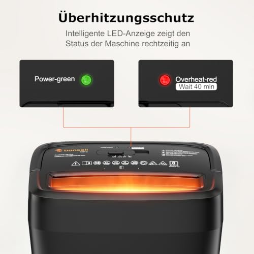 Thumbnail 4 de bonsaii C261-C Aktenvernichter, 8 Blatt, Sicherheitsstufe P-4, 16-Liter-Behälter