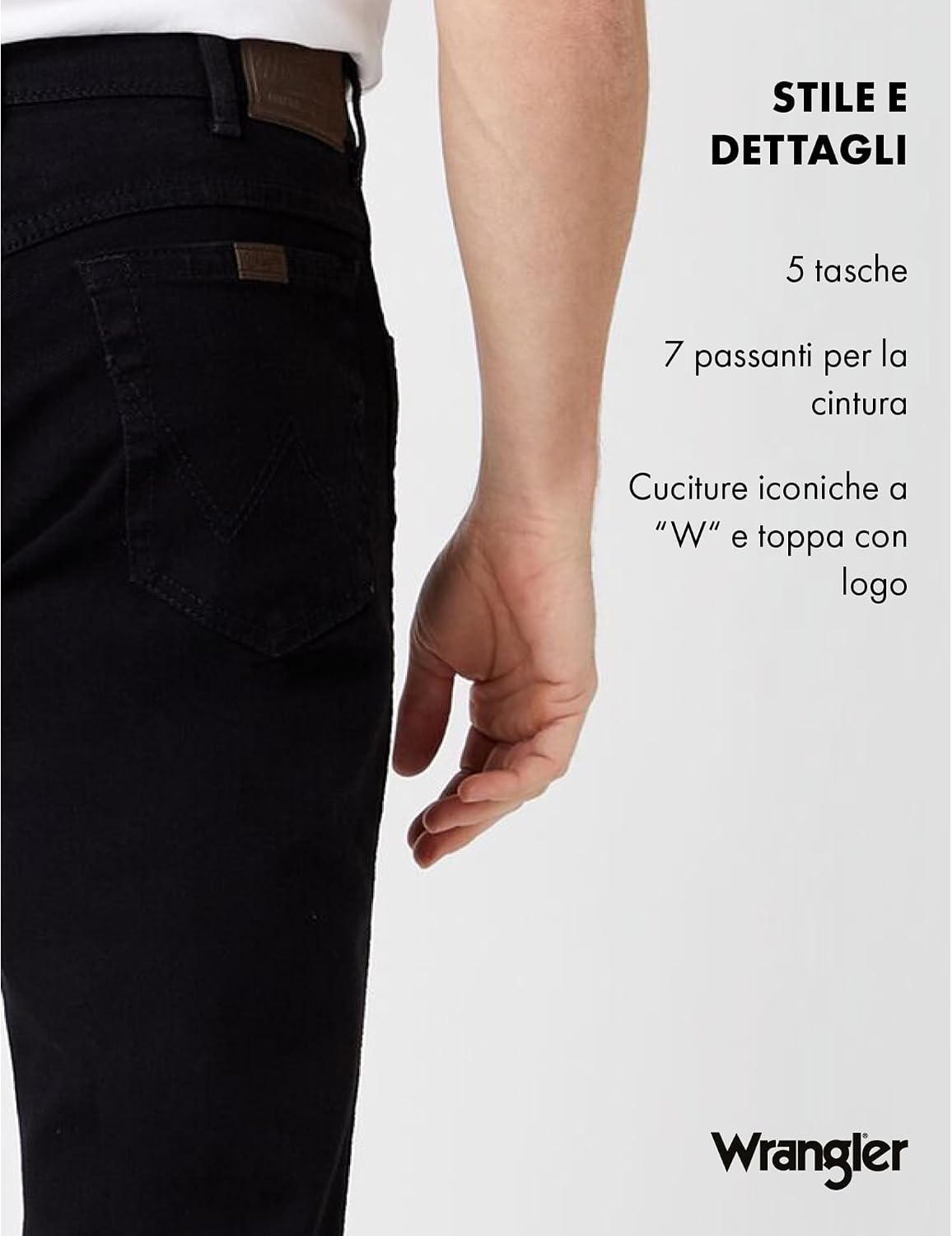 Detalle 2 de Wrangler Uomo Durables Regular Fit Jeans 112126000, 31", 32 - Nero