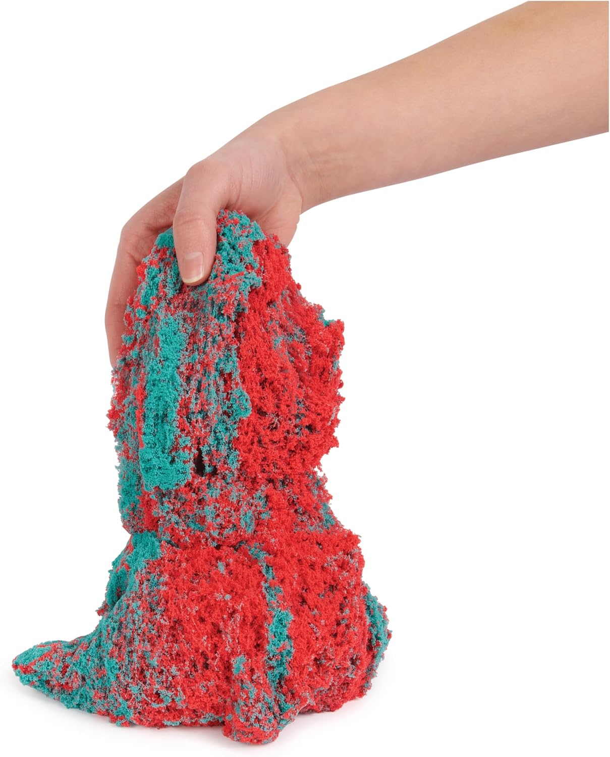 Detalle de Kinetic Sand Mold n' Flow Set (680 g) – Magischer Indoor-Sand in Rot & Türkis mit 3 Werkzeugen für Kinder ab 3 Jahren