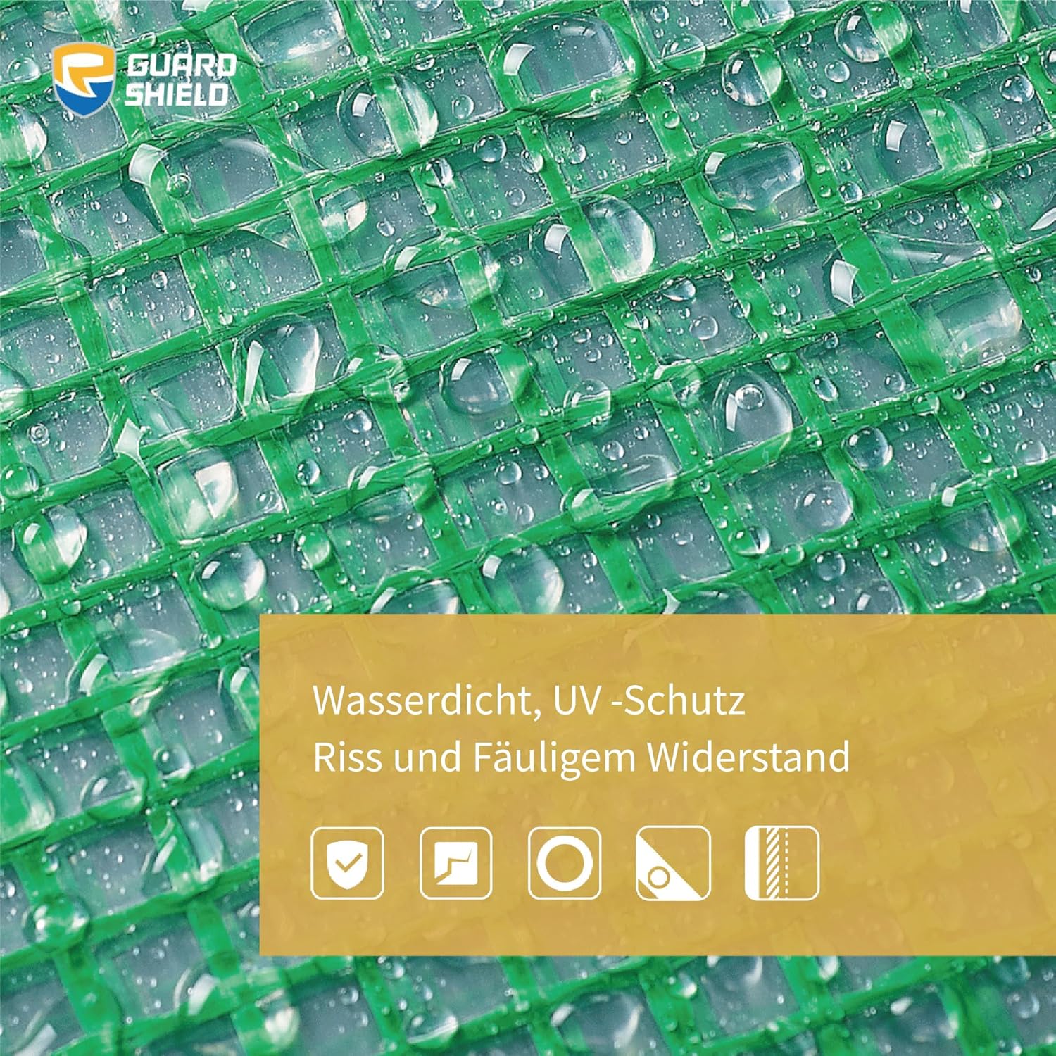 Detalle de GUARD SHIELD Abdeckplane wasserdicht Transparent-Grün 4x4 m (150 g/㎡) mit Ösen