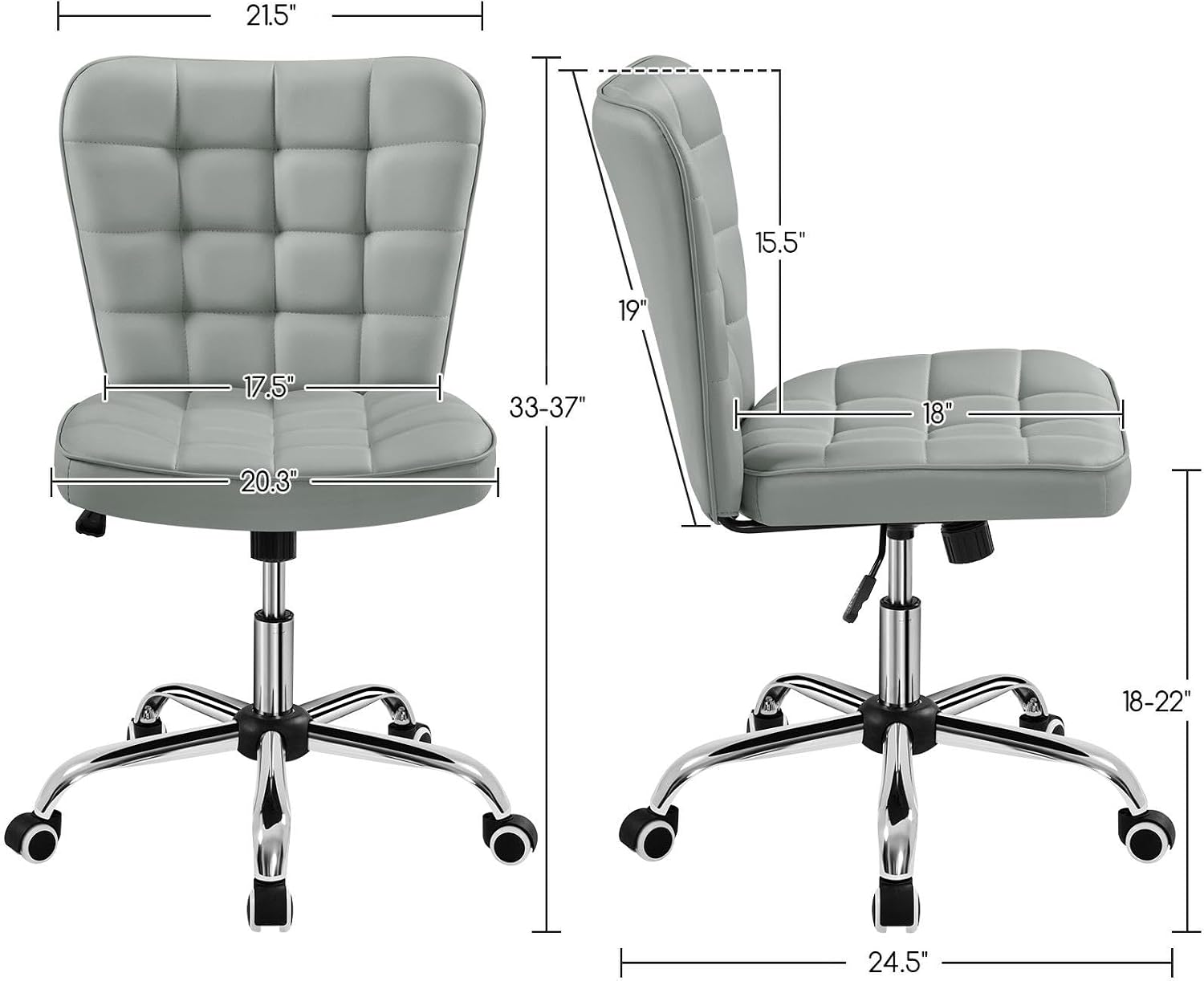 Detalle de Yaheetech Armless Desk Chair, Faux Leather