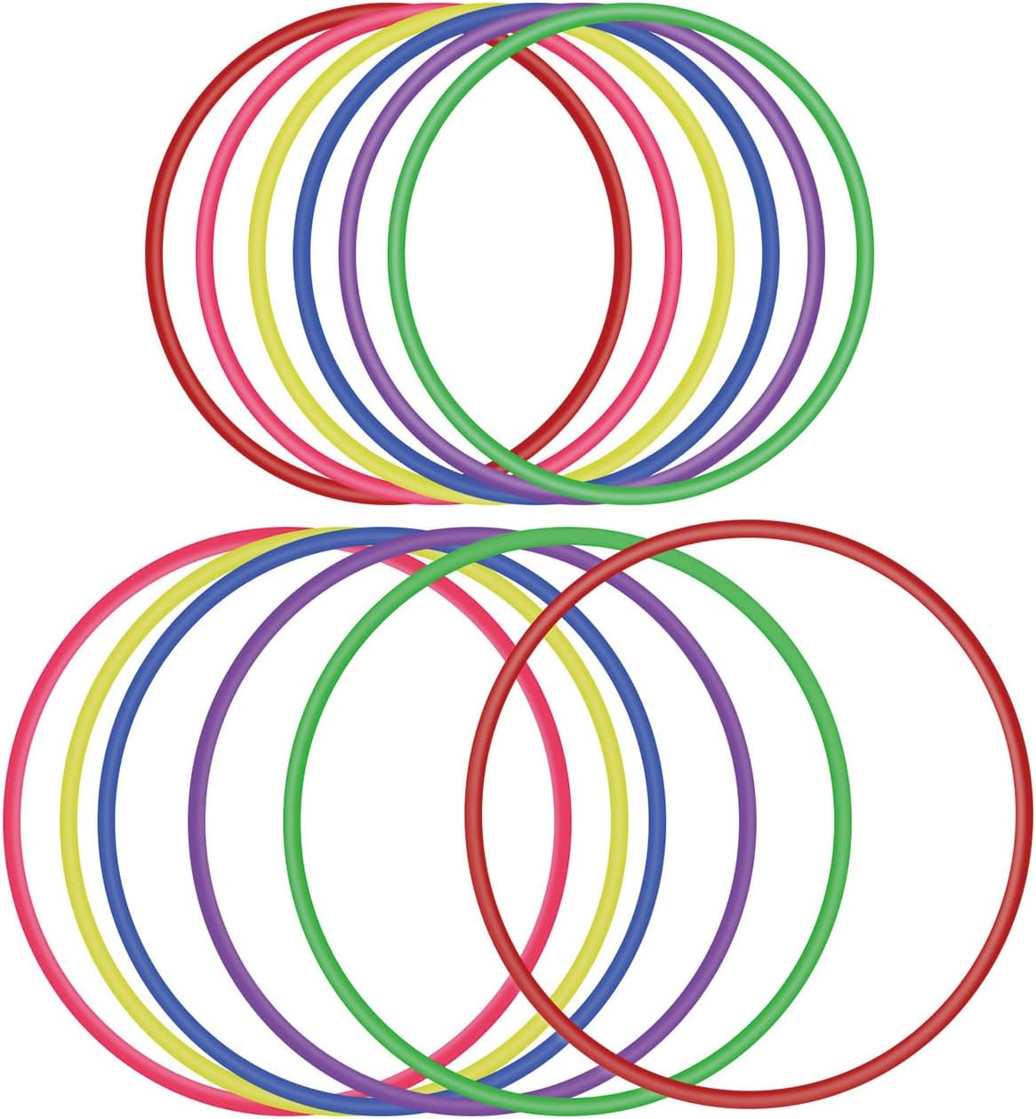 Detalle de OOTSR Ring Toss Set – 12 Wurfringe aus Kunststoff, 18 cm & 25 cm, 6 Farben (Indoor/Outdoor)