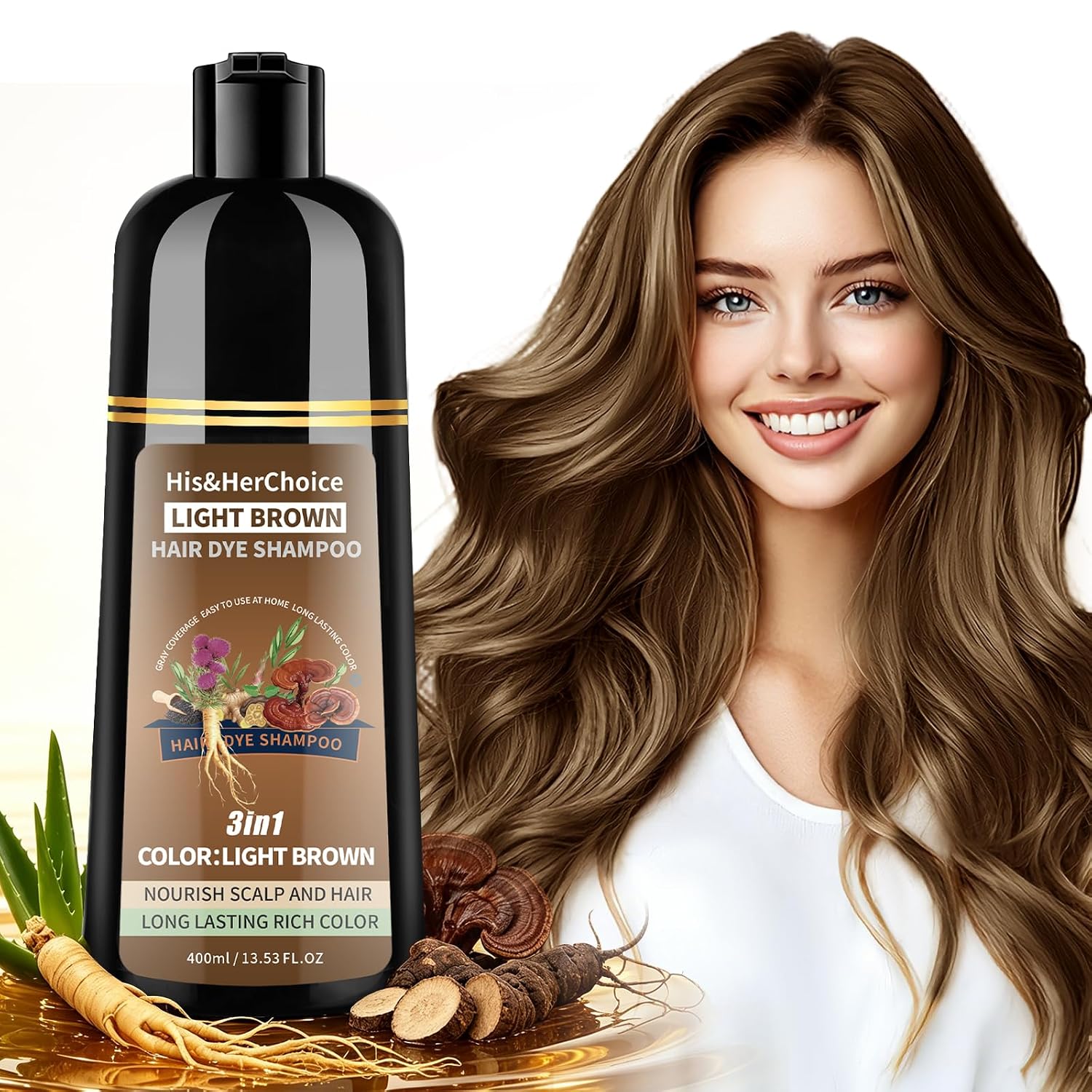 Detalle de HIS&HERCHOICE Hair Dye Shampoo, Light Brown