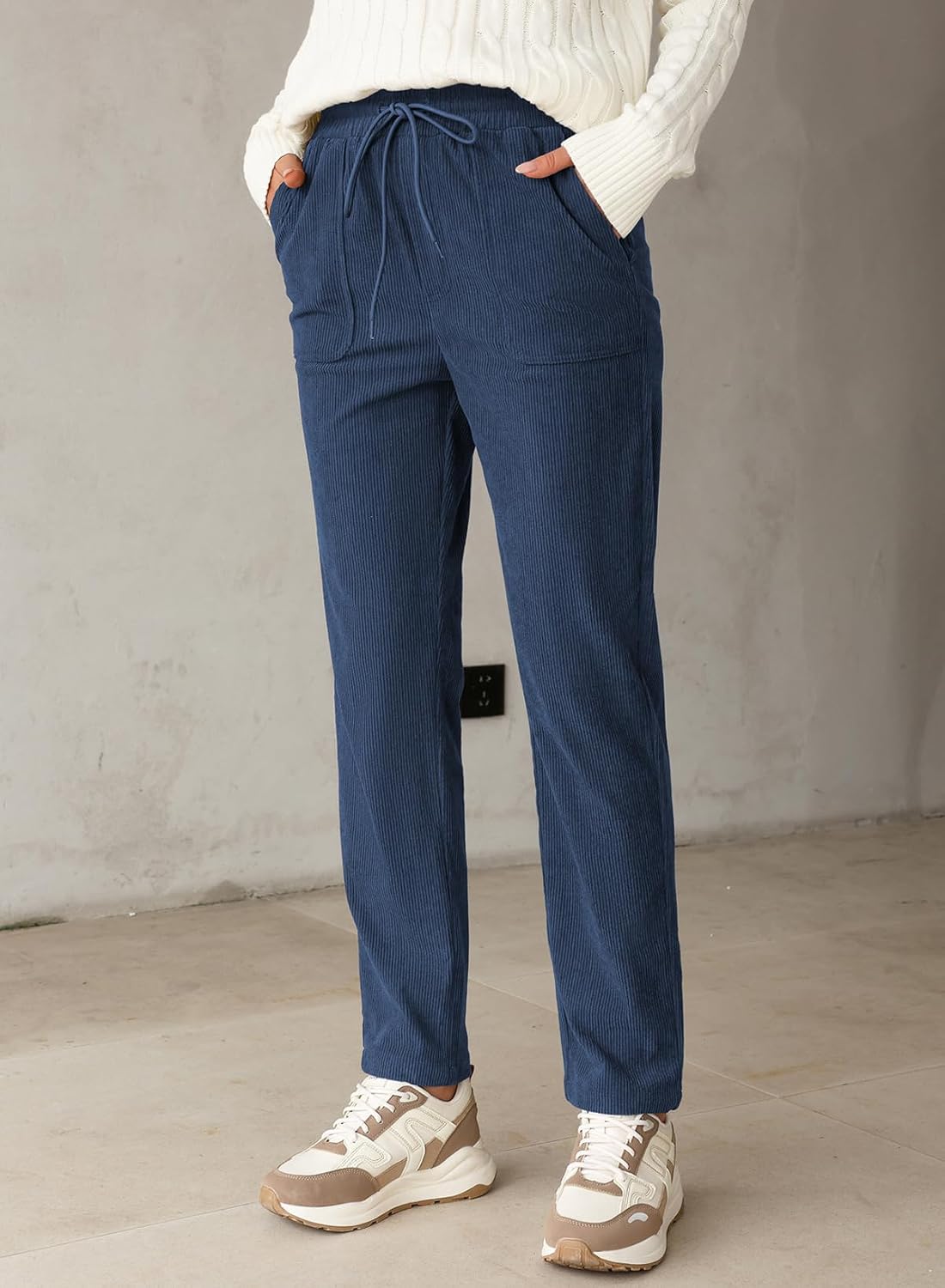 Thumbnail 4 de EVALESS Corduroy Pants High Waist Drawstring Pants
