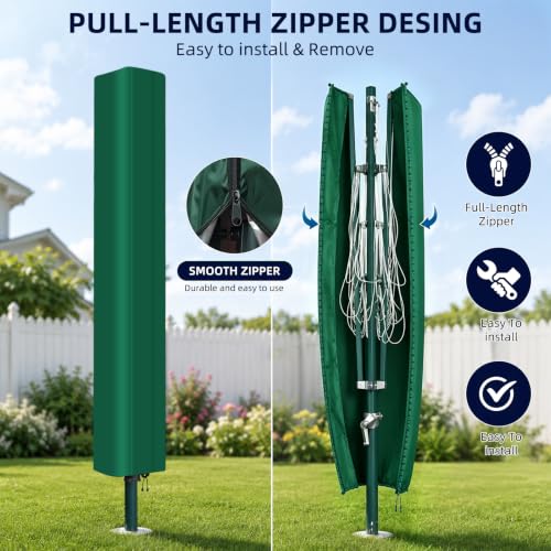 Thumbnail 6 de Lumora Rotary Washing Line Cover 420D Heavy Duty Waterproof (168x16x16cm) in Green