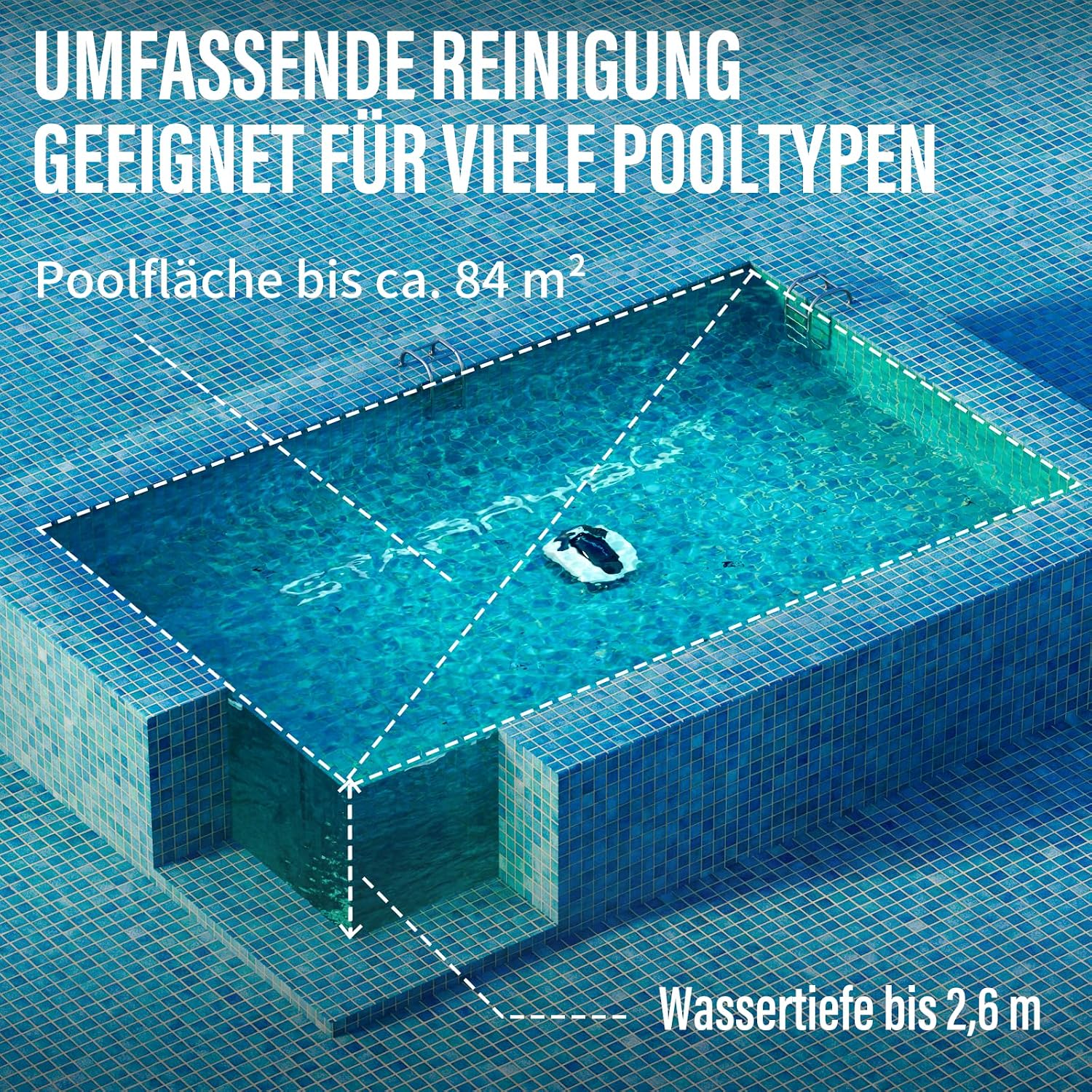 Detalle de STARRYBOT Akku Poolroboter – kabelloser Reinigungshelfer für Aufstellpools bis 84 m²