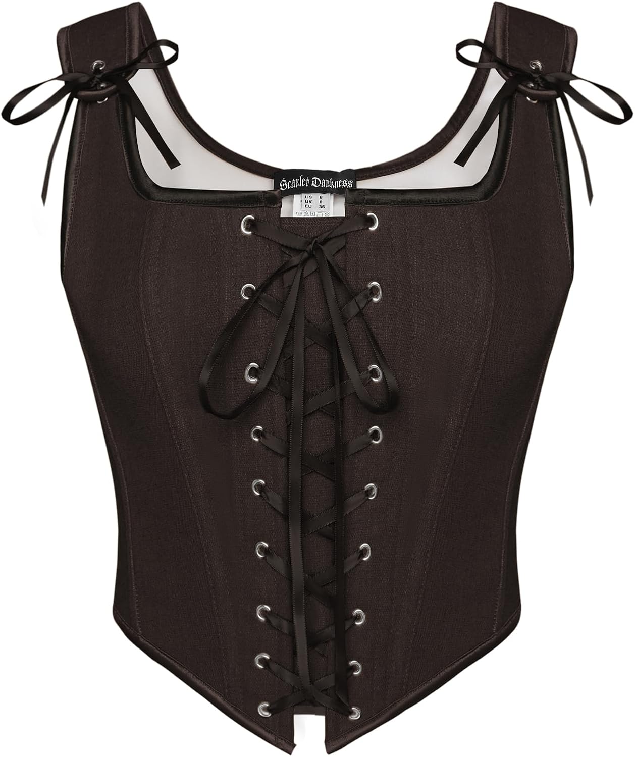 Thumbnail 6 de SCARLET DARKNESS Damen Renaissance-Korsett „Darkness“ mit Vintage-Lacing und eckigem Ausschnitt