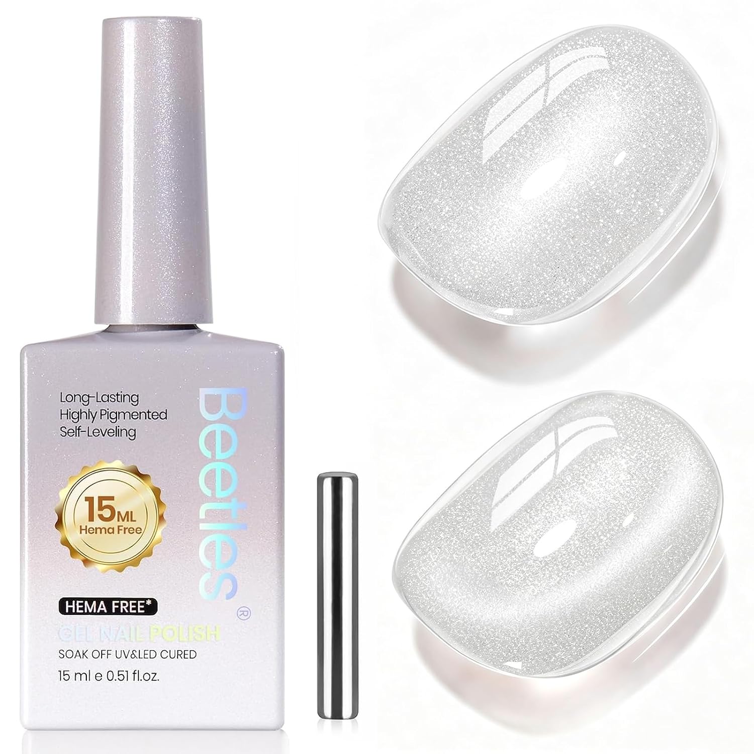 Detalle de Beetles Lunar Silk Silver Cat Eye Gel Nail Polish – 15ML Full Size
