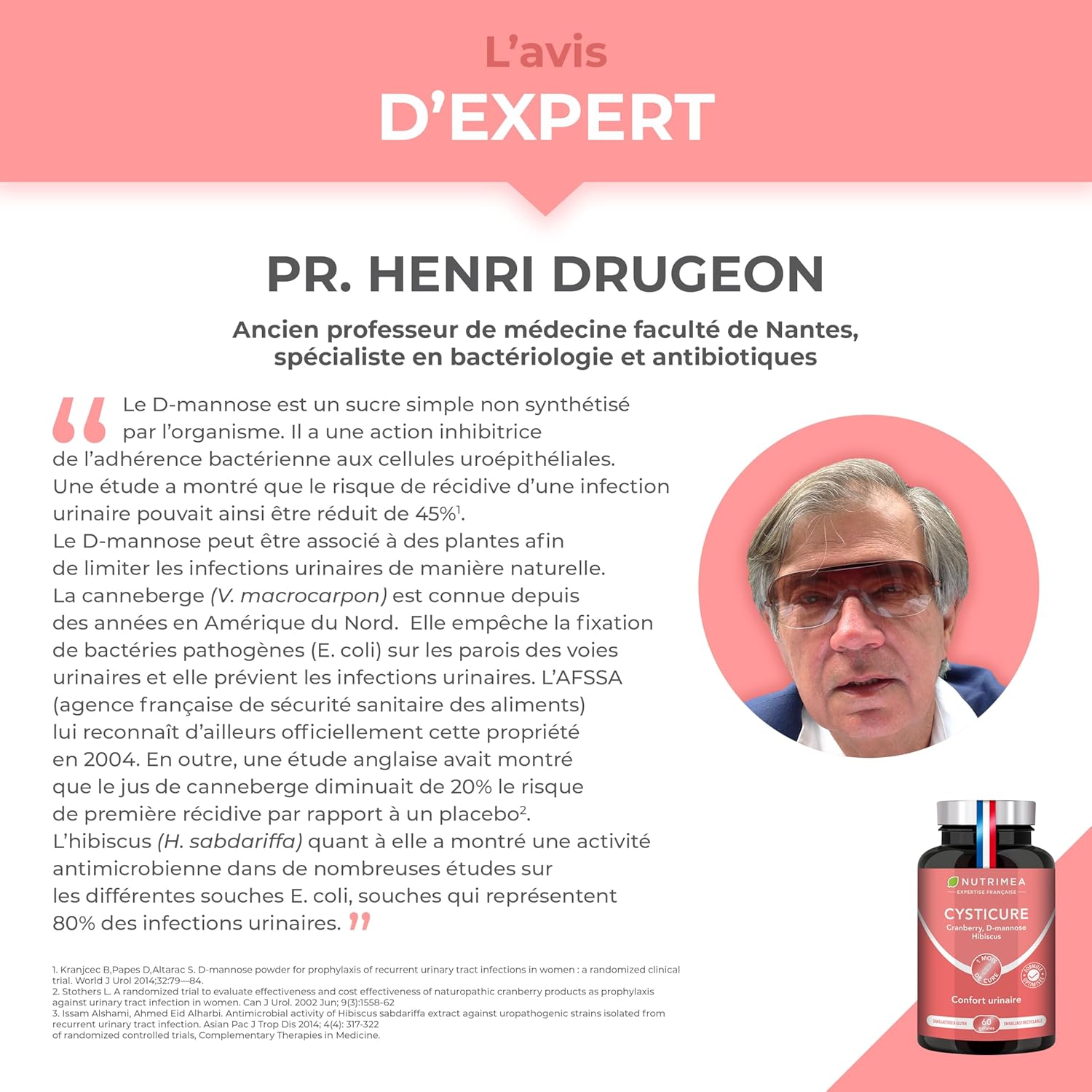 Thumbnail 5 de Cysticure Nutrimea : complément vegan pour inconfort urinaire et protection de la flore intime (canneberge, hibiscus, D-mannose) – 60 gélules