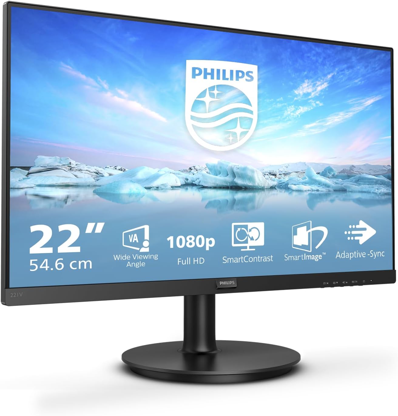 Philips 221V8 Gaming Monitor Adaptive Sync 75 Hz VA 22" Full HD, HDMI/VGA, VESA