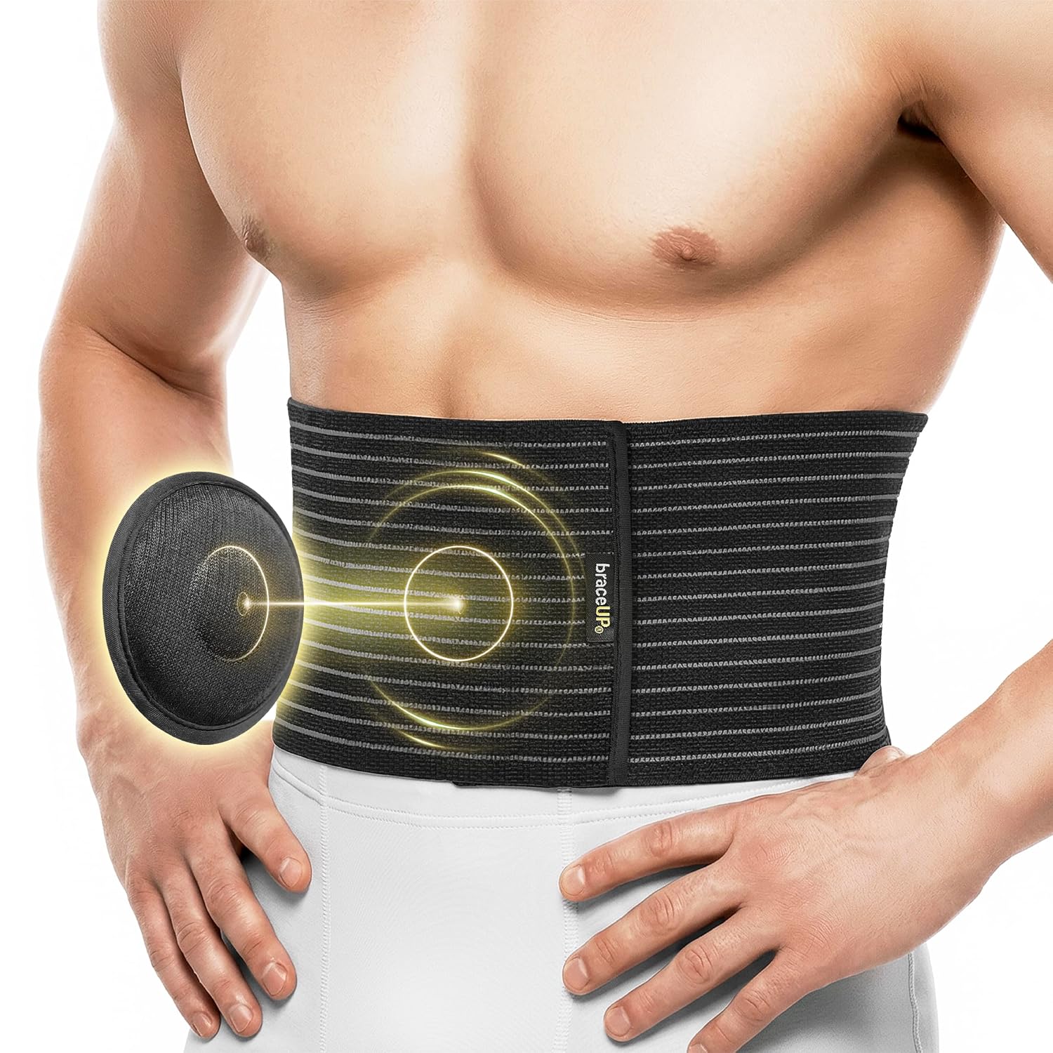 Detalle de BraceUP B672 Umbilical Hernia Belt, XXL Adjustable Abdominal Support