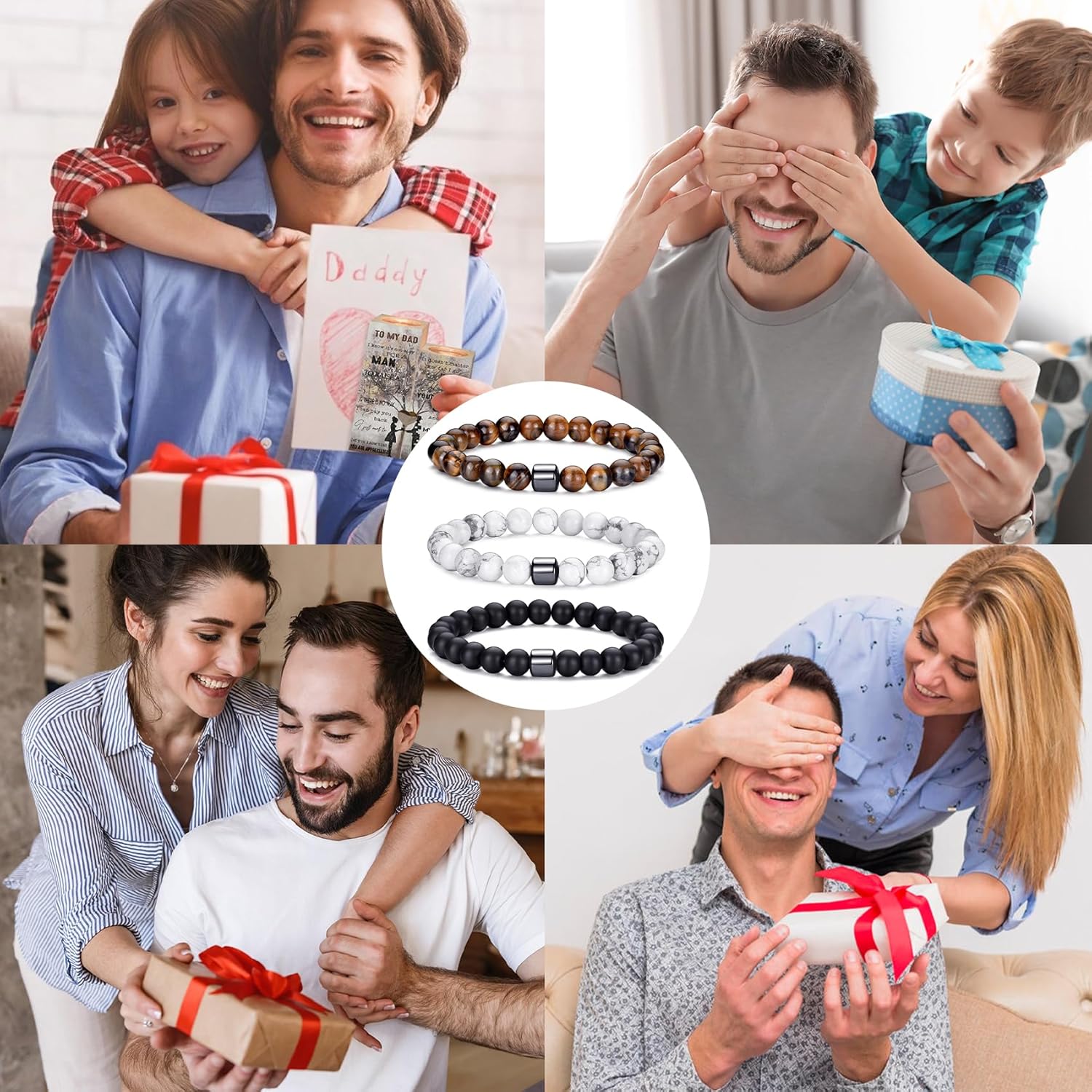 Thumbnail 4 de Bracelet Morotole œil de tigre 8 mm pour homme (ensemble réglable en pierre de lave)