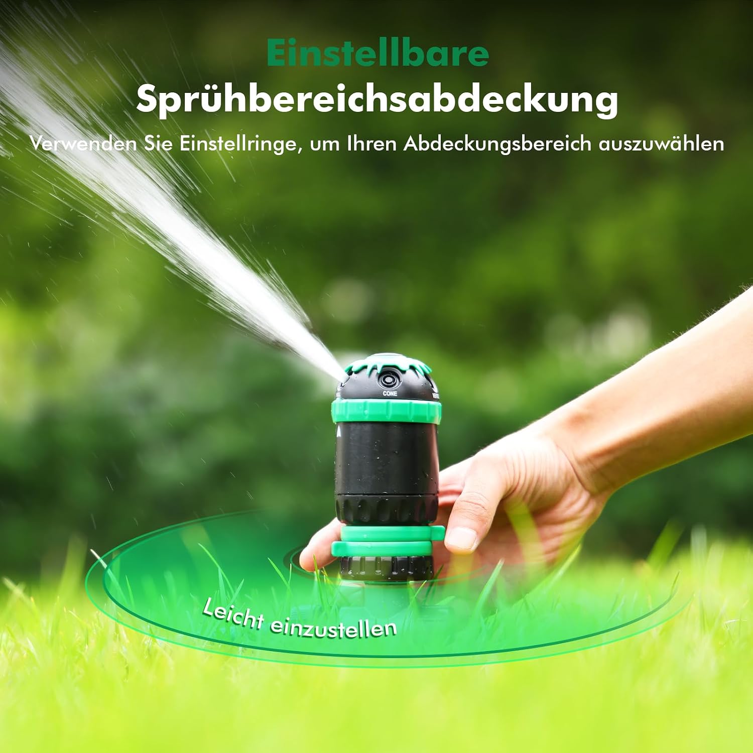 Detalle de RESTMO Rasensprenger für große Flächen – 5-in-1 Bewässerung mit 24 m Sprühradius