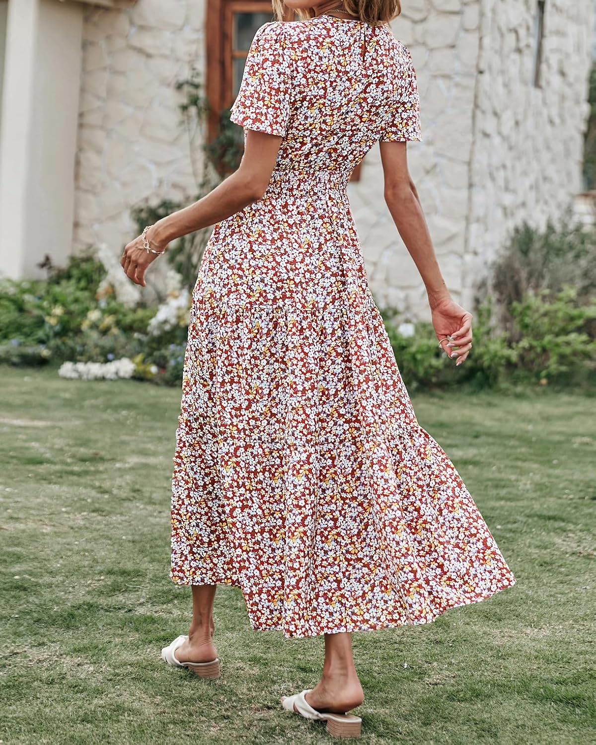 Thumbnail 3 de PRETTYGARDEN Women's Summer Casual Maxi Dress with Flutter Sleeves and Smocked Waist