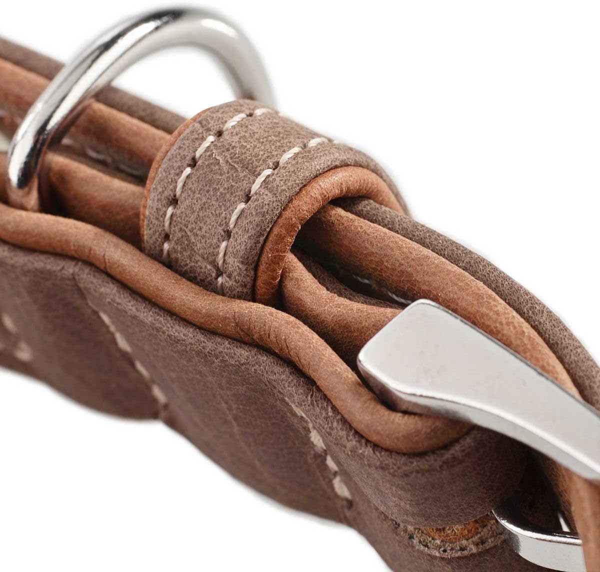 Detalle 2 de Hunter Hundehalsband PORTO aus pflanzlich gegerbtem Olivenleder – tabak/cognac, Größe 30
