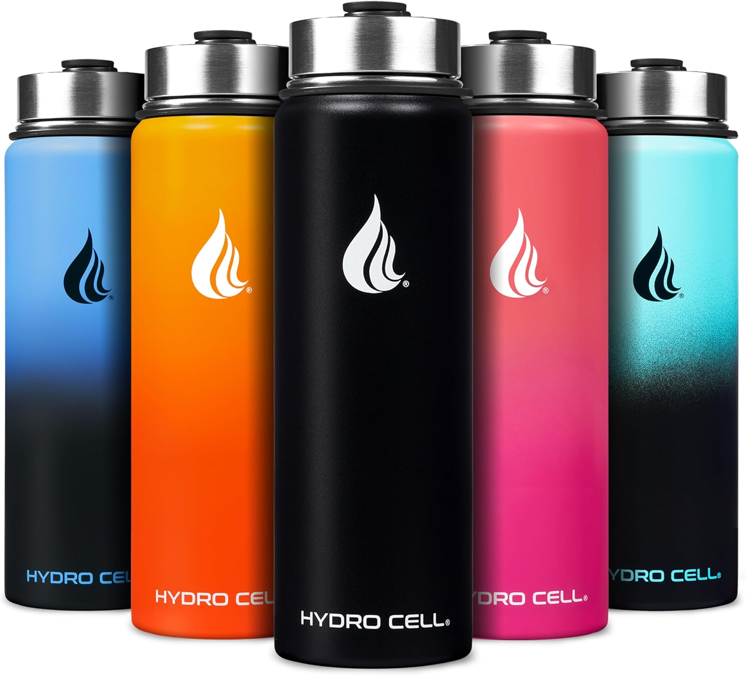Detalle de HYDRO CELL Stainless Steel Insulated Water Bottle 24oz with Straw – Teal/Black