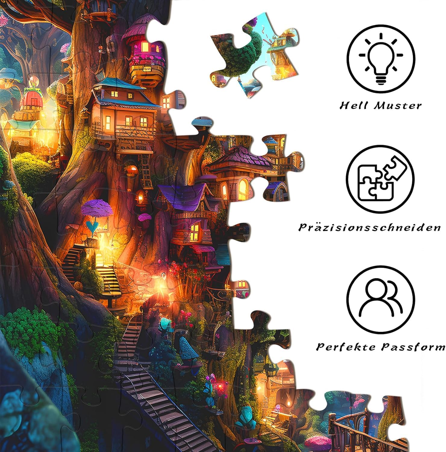 Detalle de Puzzles 1000 Pieces for Adults: Fantasy Tree House – a challenging, family-friendly 1000-piece jigsaw