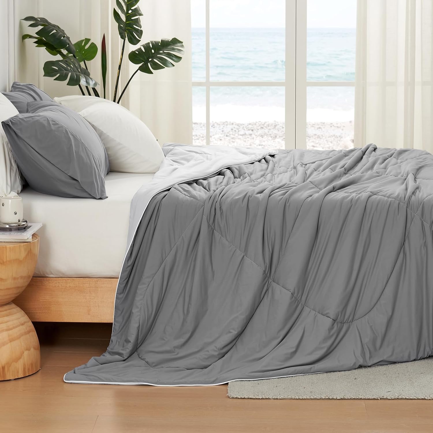 Thumbnail 4 de Cozy Bliss Cooling Comforter – King XL Size (Dark Light Gray)