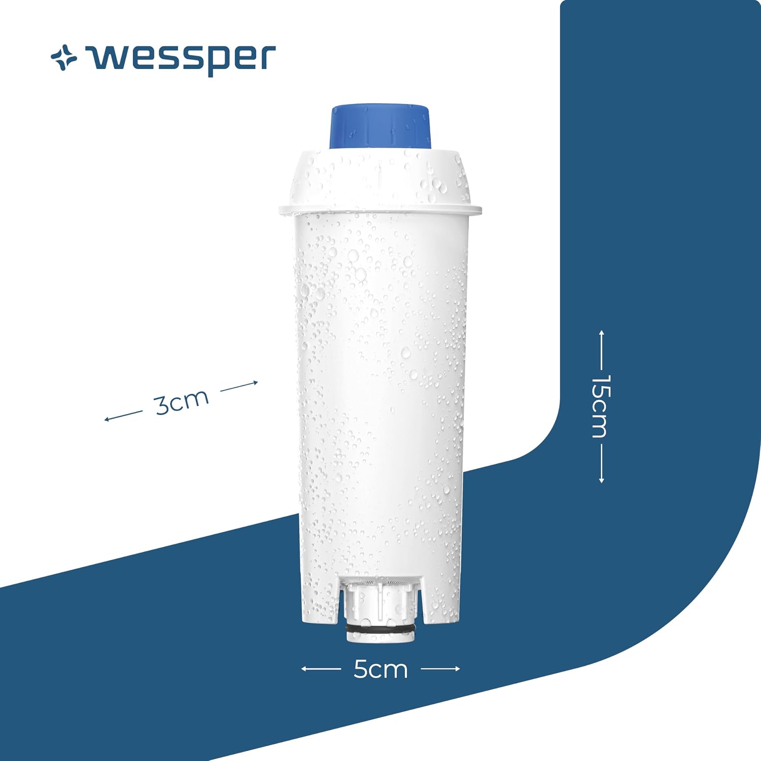 Detalle de Wessper Wasserfilter-Kartuschen für Kaffeevollautomaten (6er Pack) – Ersatzfilter für DeLonghi DLSC002, SER3017 & ECAM/ESAM/ETAM/SECAM