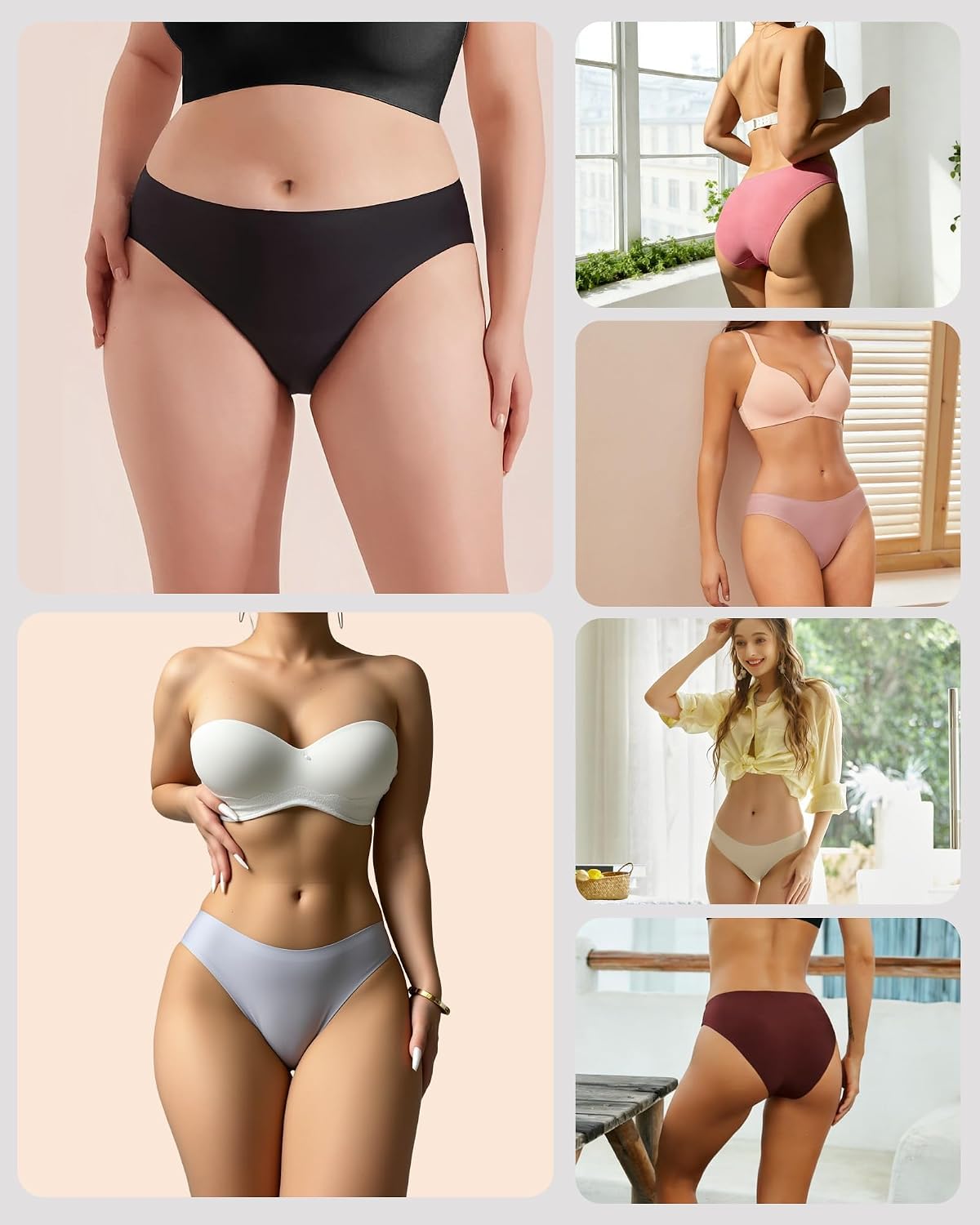 Thumbnail 1 de FINETOO 6 Pack Women's Seamless Hipster Underwear – No Show, Soft Stretch, S-XL