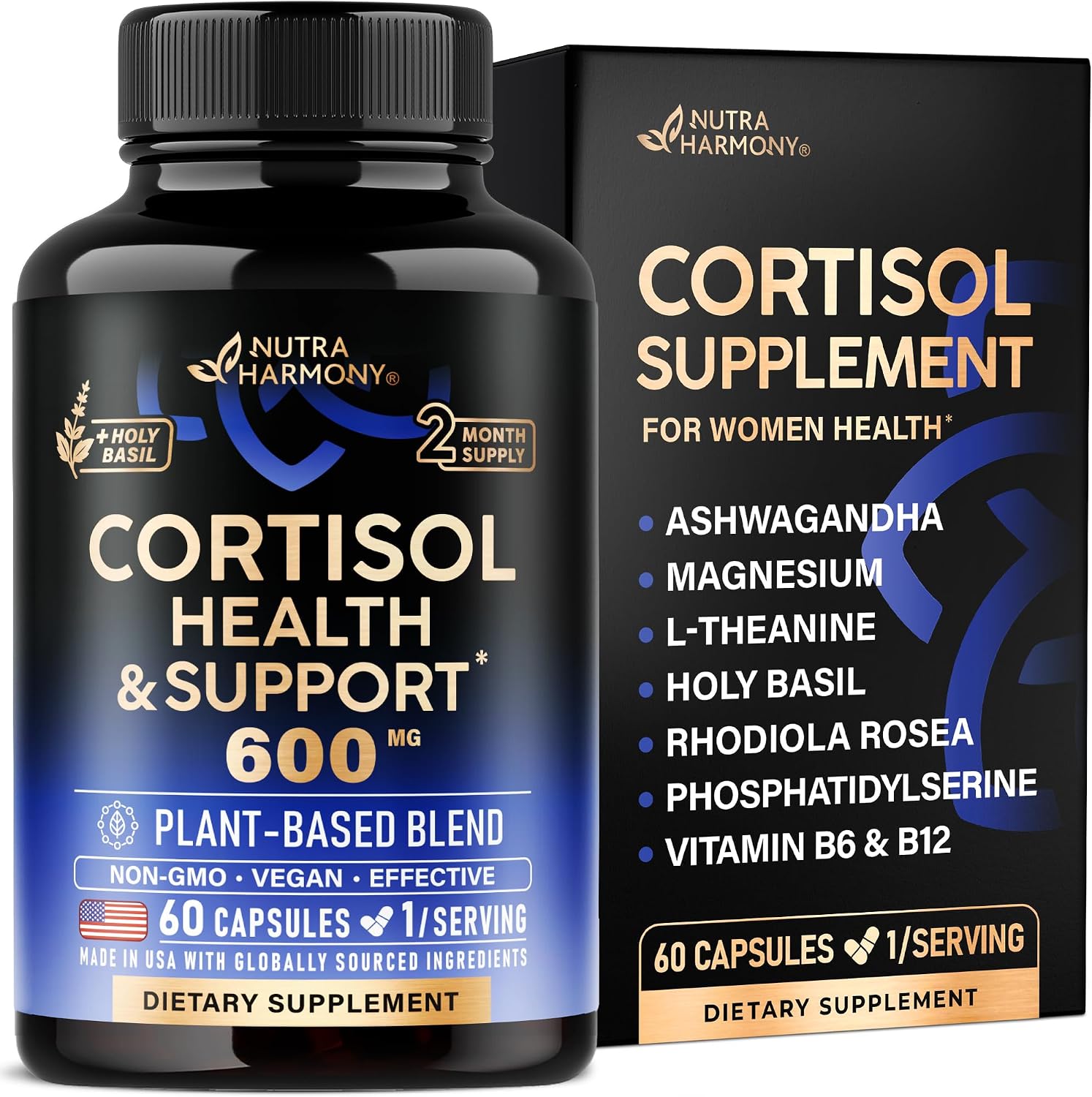 Detalle de Nutraharmony Cortisol Supplement, 60 Count