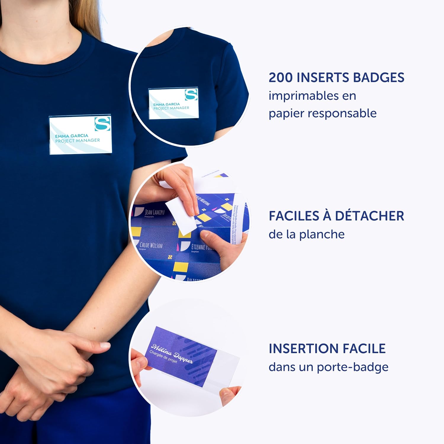 Thumbnail 1 de Avery 200 inserts badges 86x55 mm